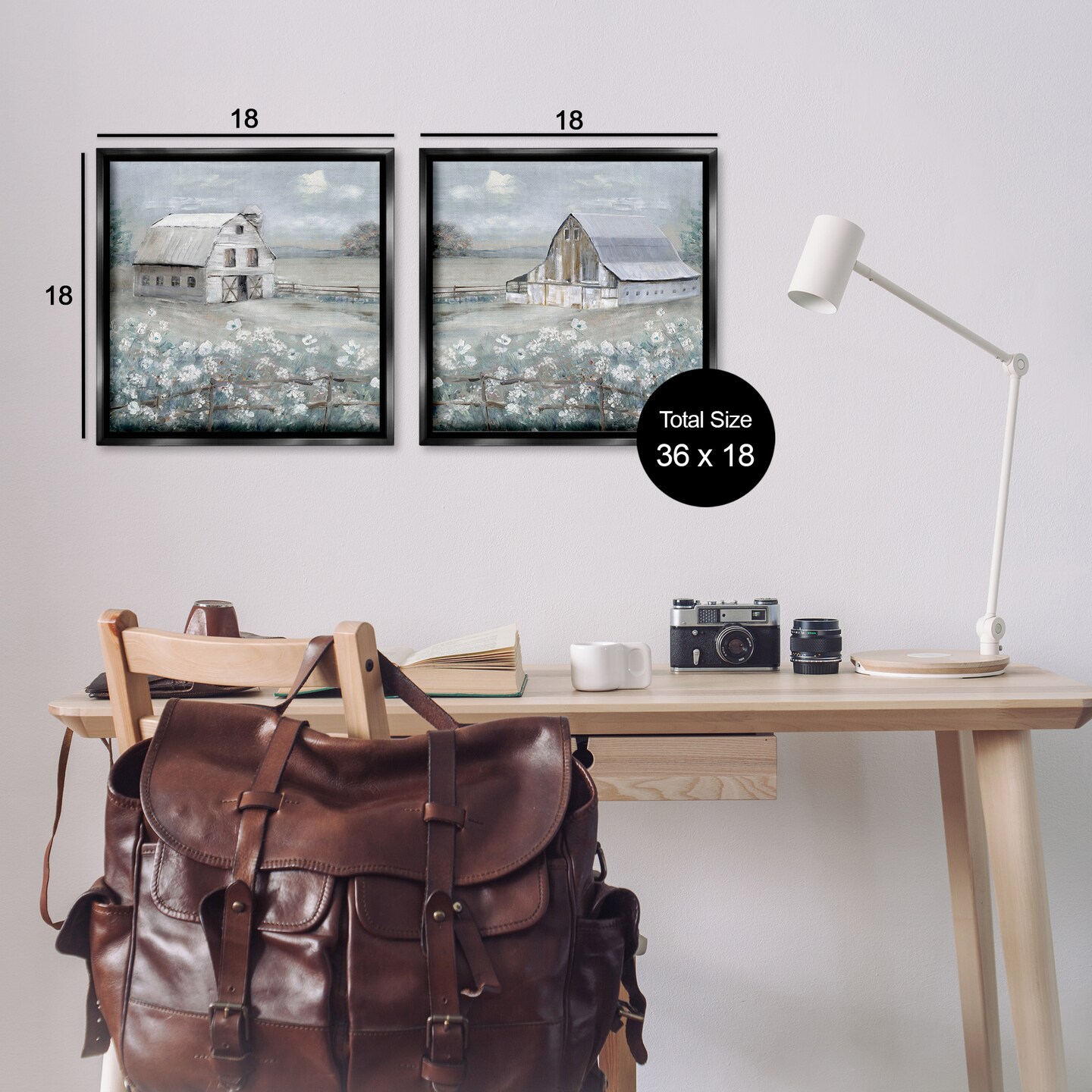 Stupell Industries Country Meadows with Barns 2pc Floater Framed Canvas Wall Art Set Design by Sally Swatland