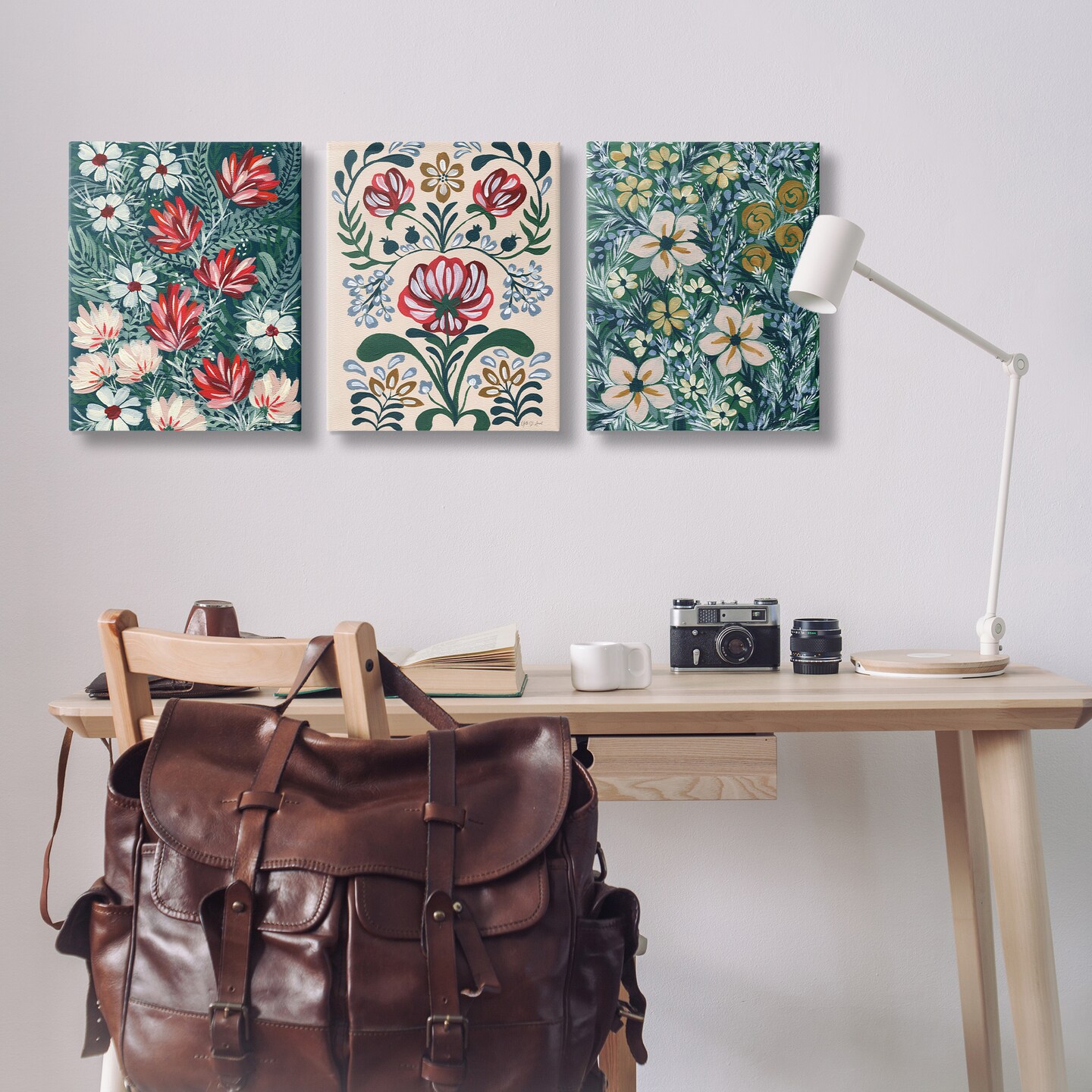 Stupell Industries Boho Folksy Florals 3pc Canvas Wall Art Set Design by Yvette St. Amant