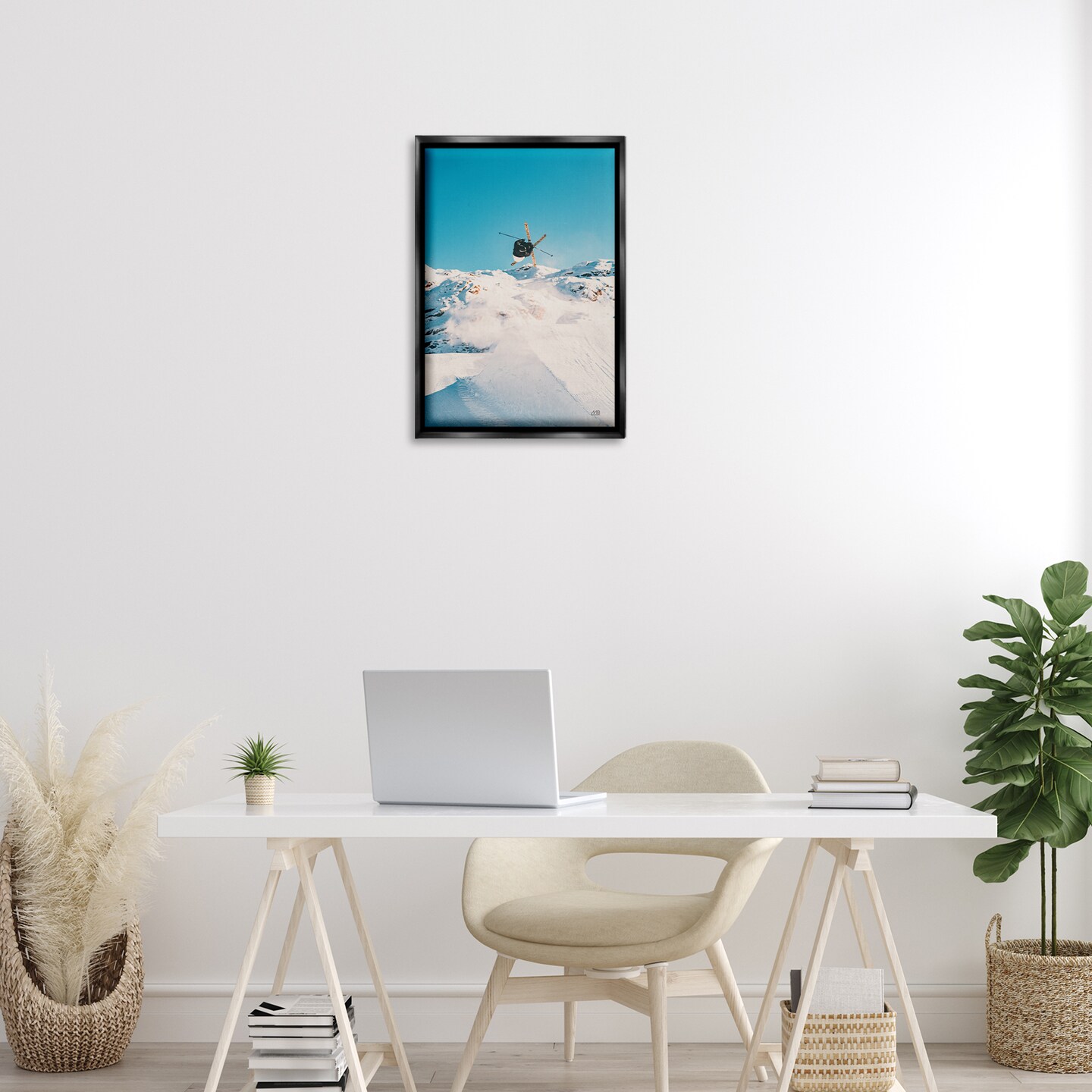 Stupell Industries Snow Day Skiing Floater Framed Canvas Wall Art Design by Max Blakesberg Studios