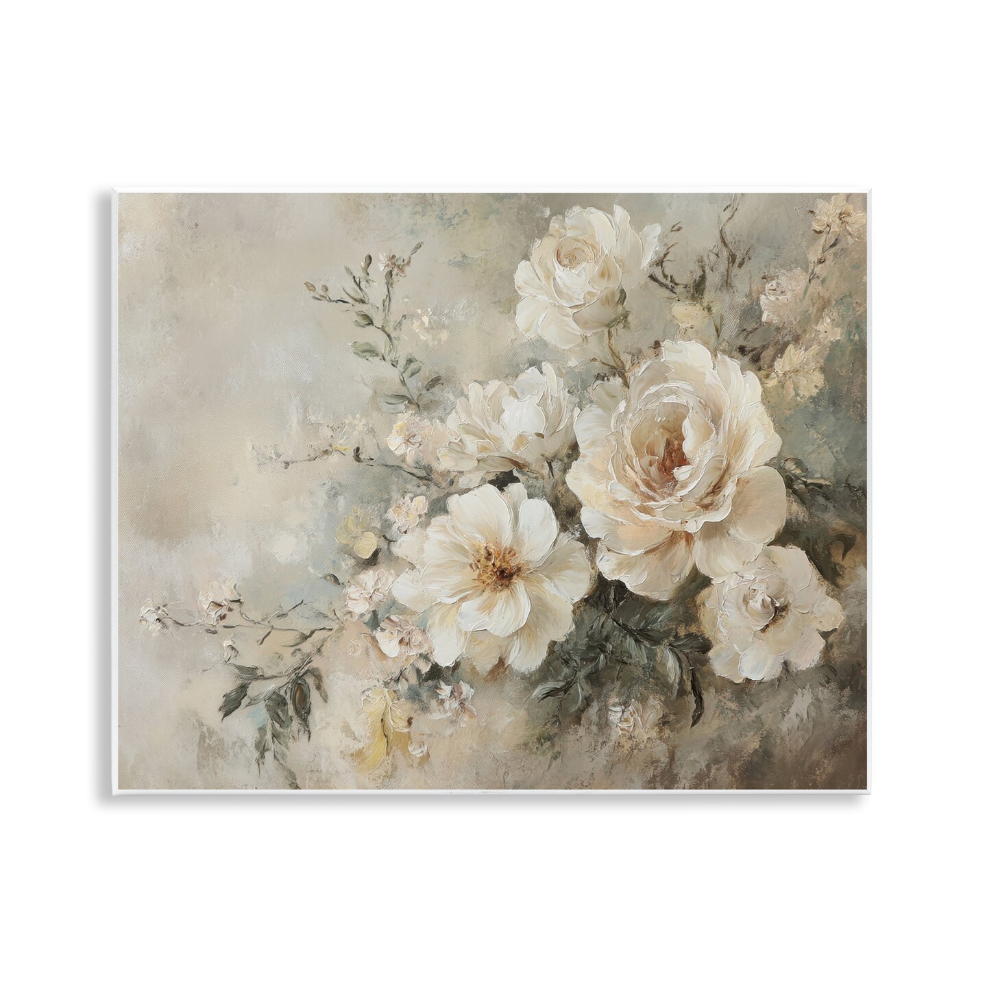 Stupell Industries Beige Faded Florals Wall Plaque Art Design by Petal Prints Design