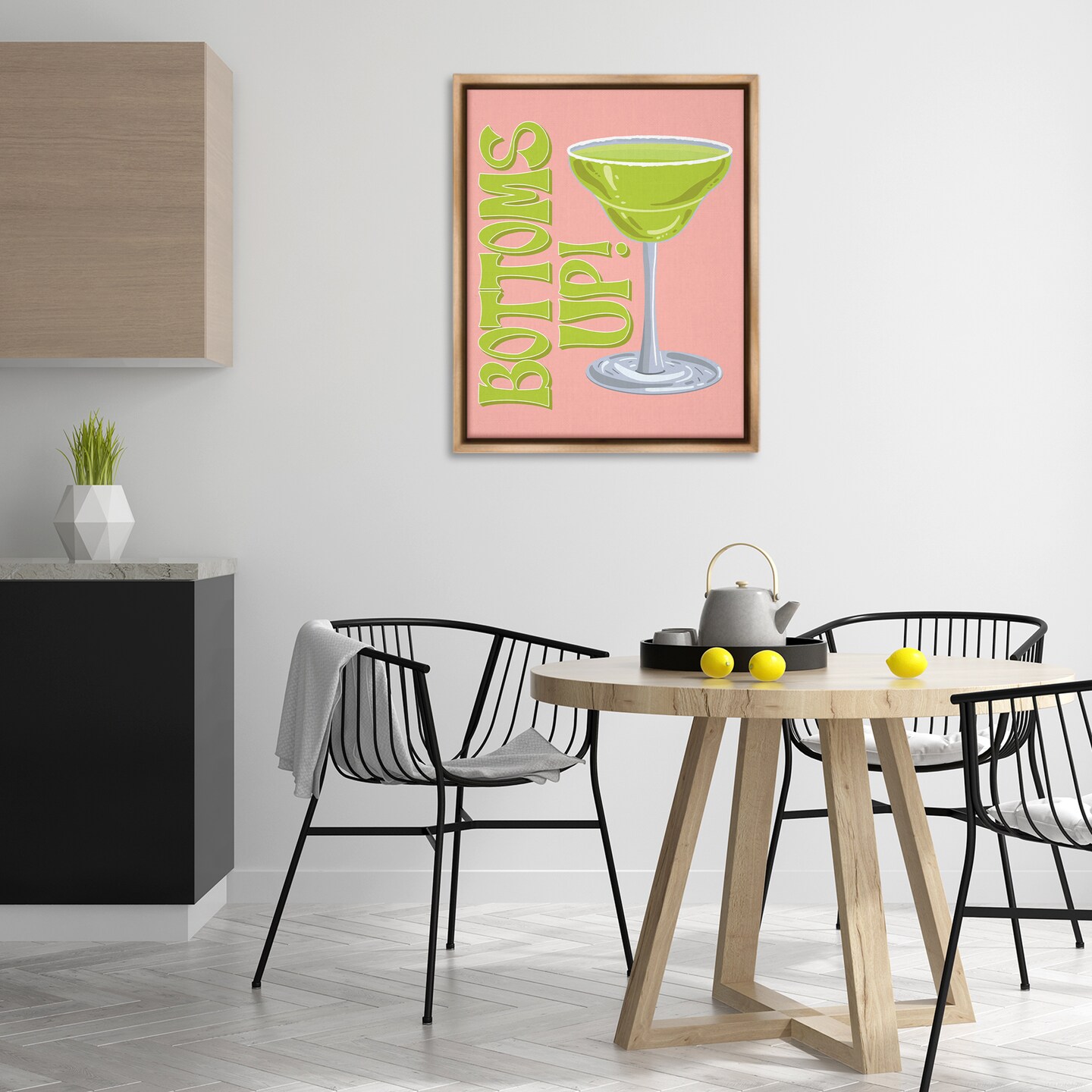 Stupell Industries Bottoms Up Cocktail Floater Framed Canvas Wall Art Design by Hey Bre! Creative Studio