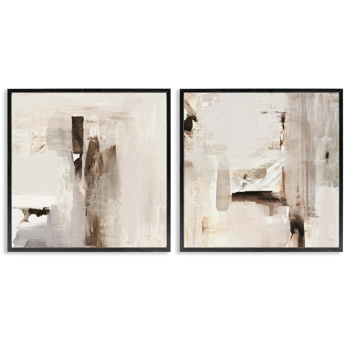 Stupell Industries Neutral Forms on Beige 2pc Framed Giclee Wall Art Set Design by Susan Jill