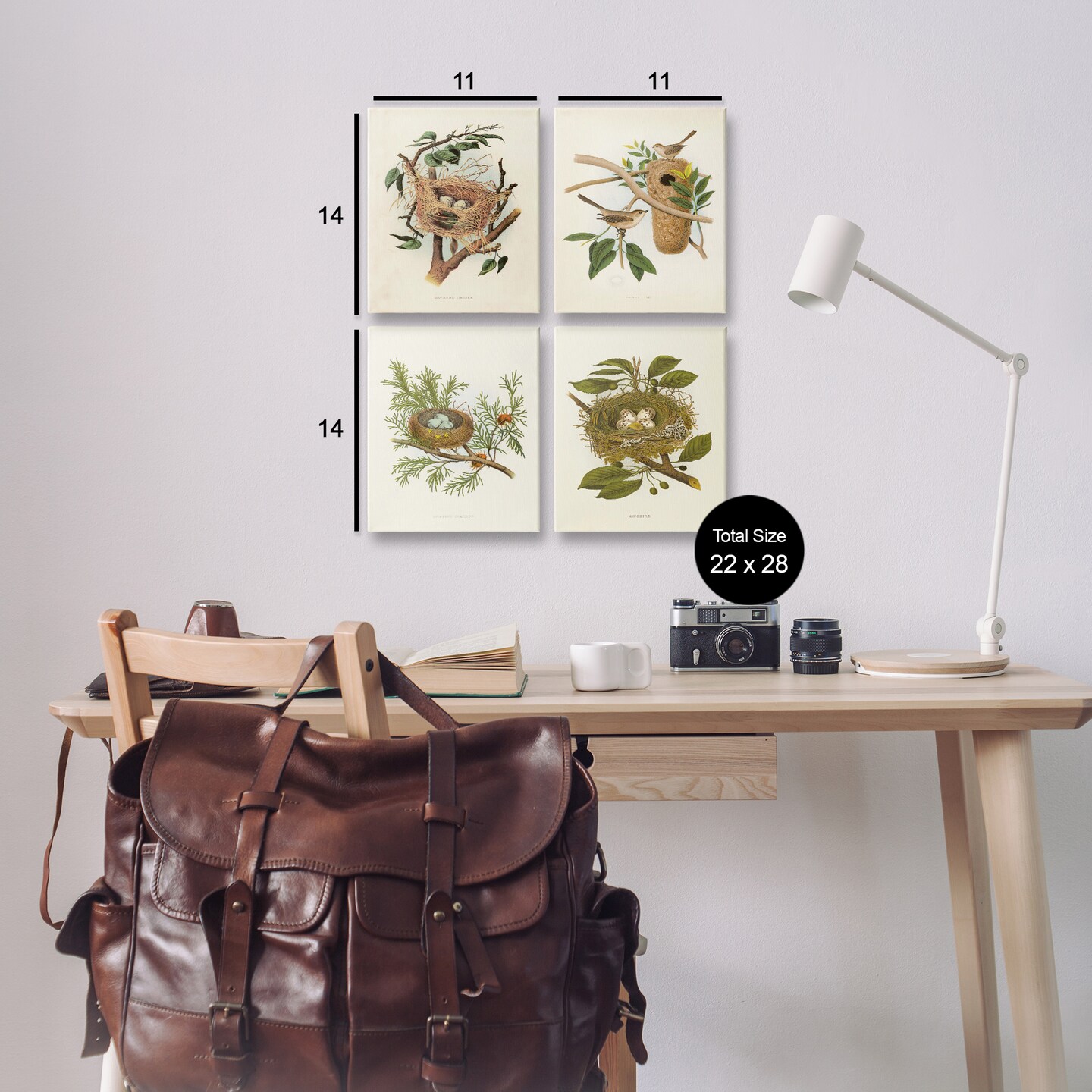 Stupell Industries Bird Nest Forest Studies 4pc Canvas Wall Art Set Design by Tina Higgins Designs, Inc.