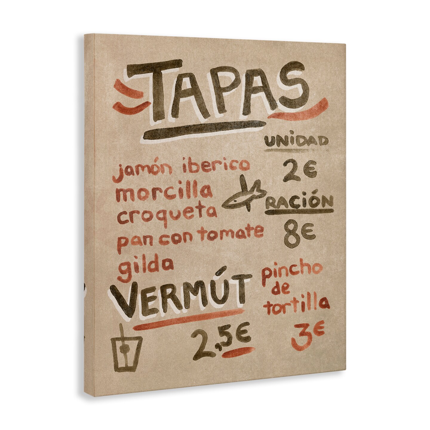 Stupell Industries Spanish Tapas Menu Canvas Wall Art Design by June Erica Vess