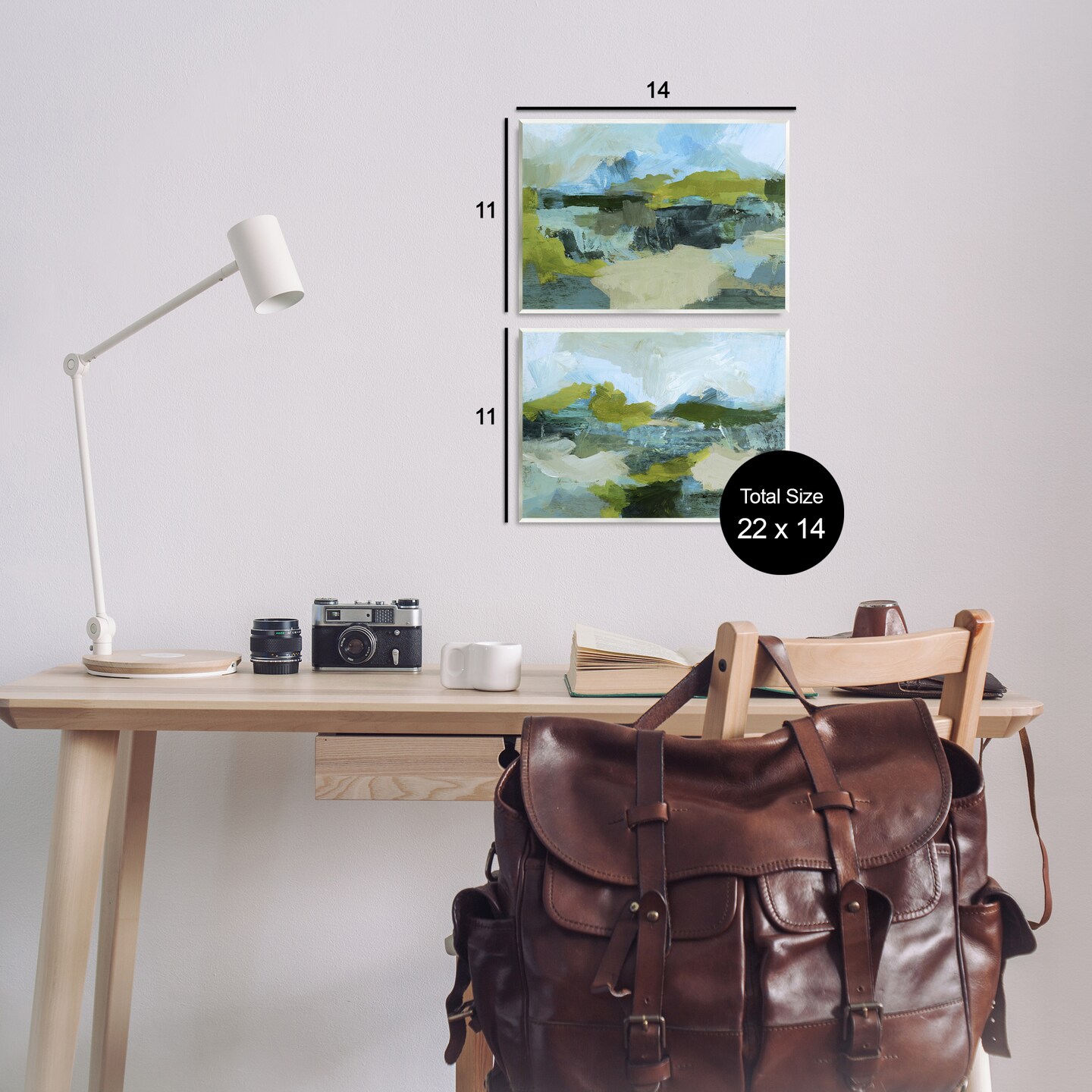 Stupell Industries Abstraction with Green Details 2pc Wall Plaque Art Set Design by Victoria Barnes