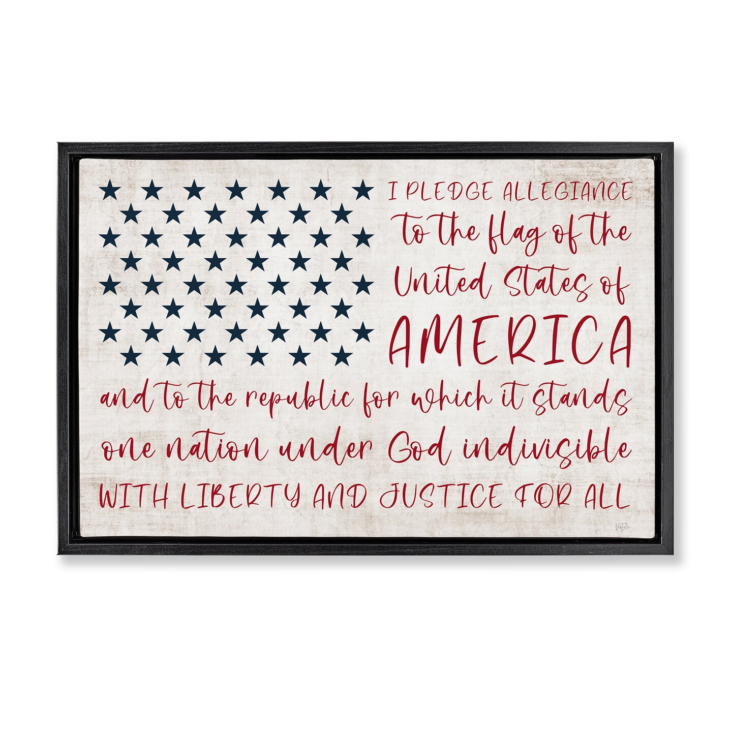Stupell Industries Patriotic Pledge of Allegiance Floater Framed Canvas Wall Art Design by Natalie Carpentieri