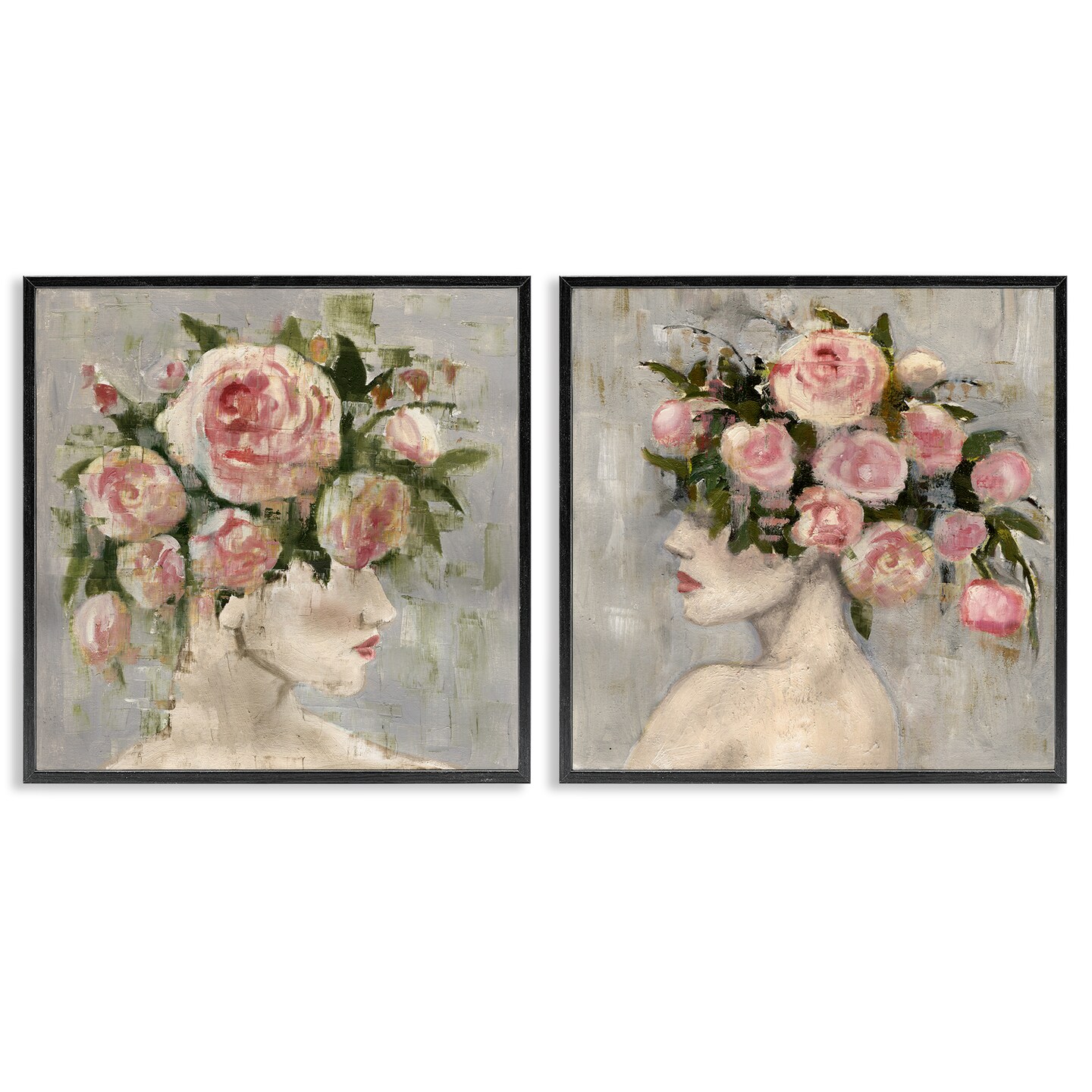 Stupell Industries Surreal Women with Roses 2pc Framed Giclee Wall Art Set Design by Charity Henderson