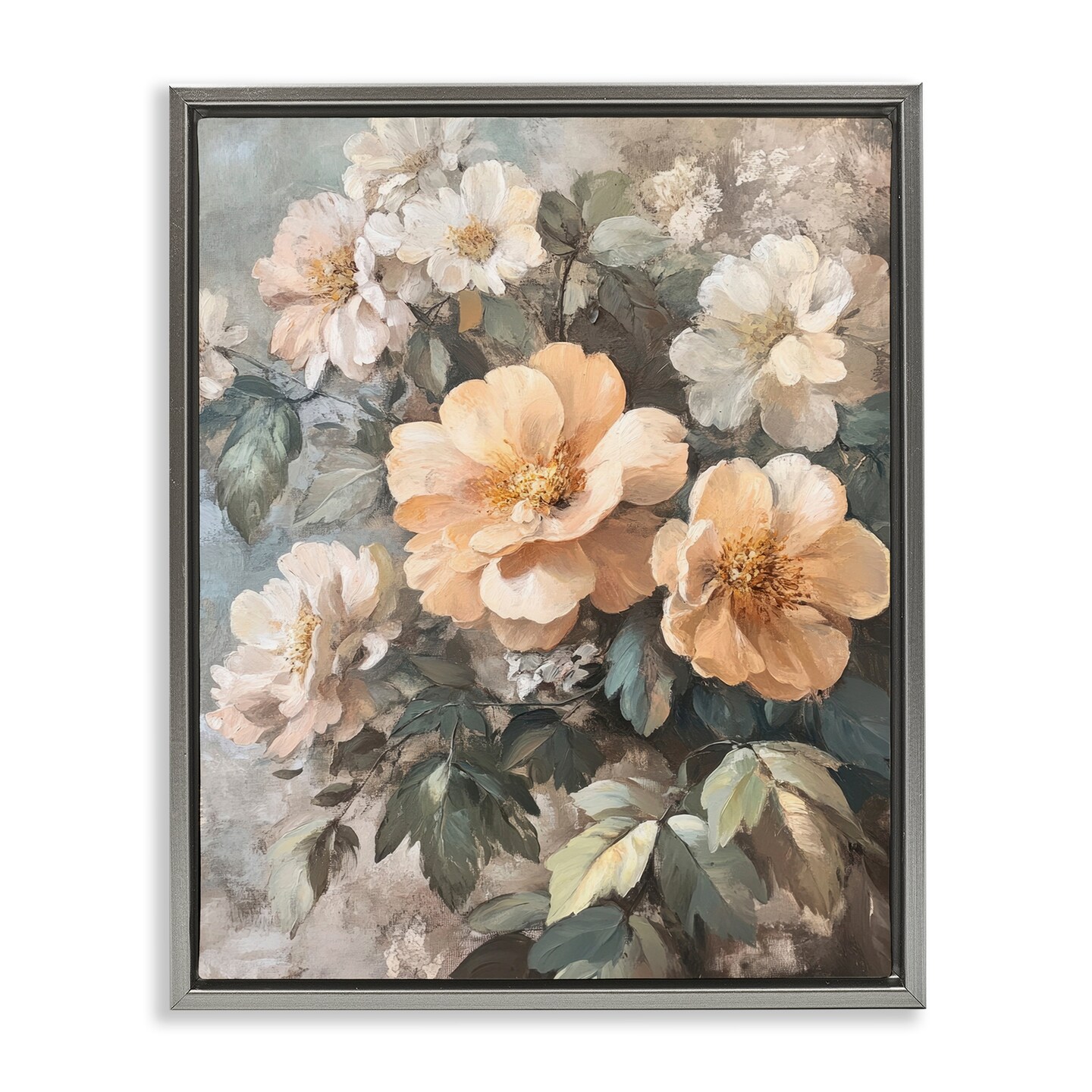 Stupell Industries Soft Floral Arrangement Floater Framed Canvas Wall Art Design by Petal Prints Design