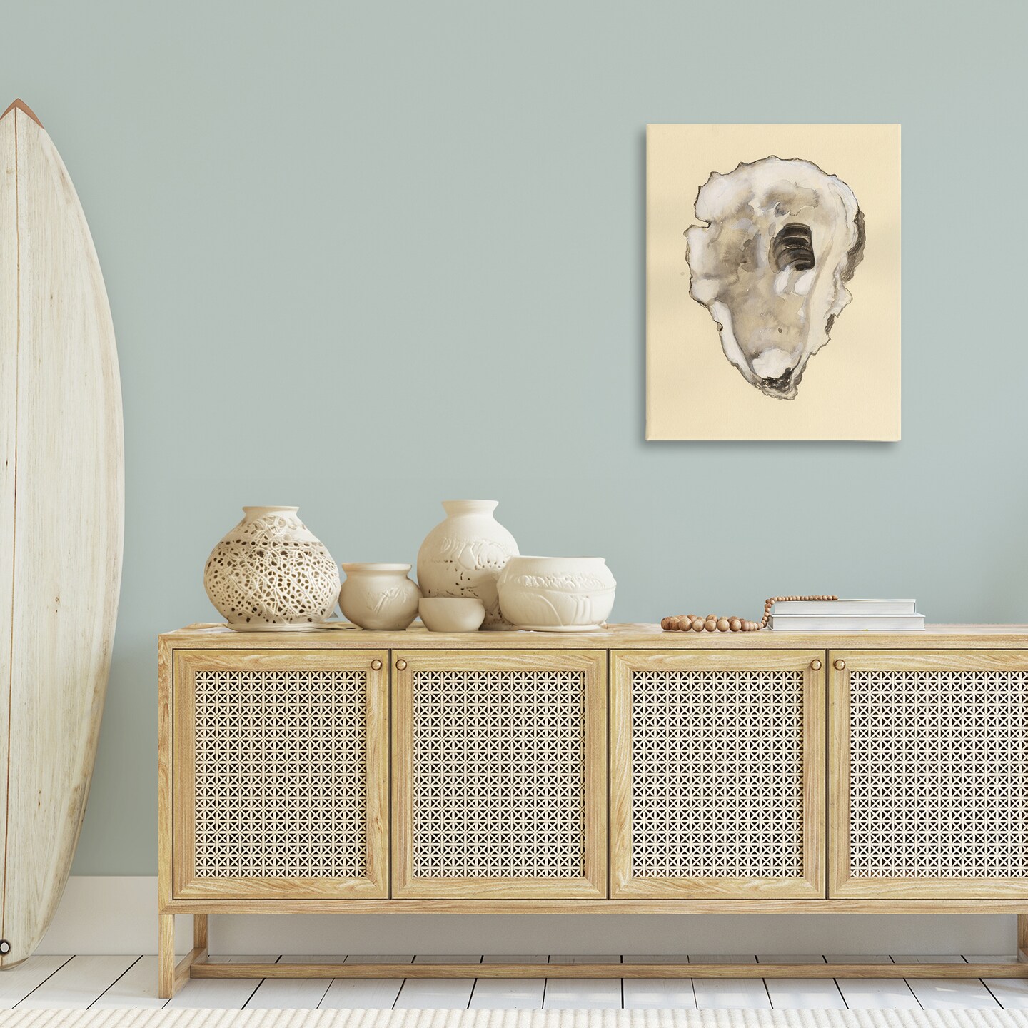 Stupell Industries Beige Oyster Shape Canvas Wall Art Design by Michael Willett