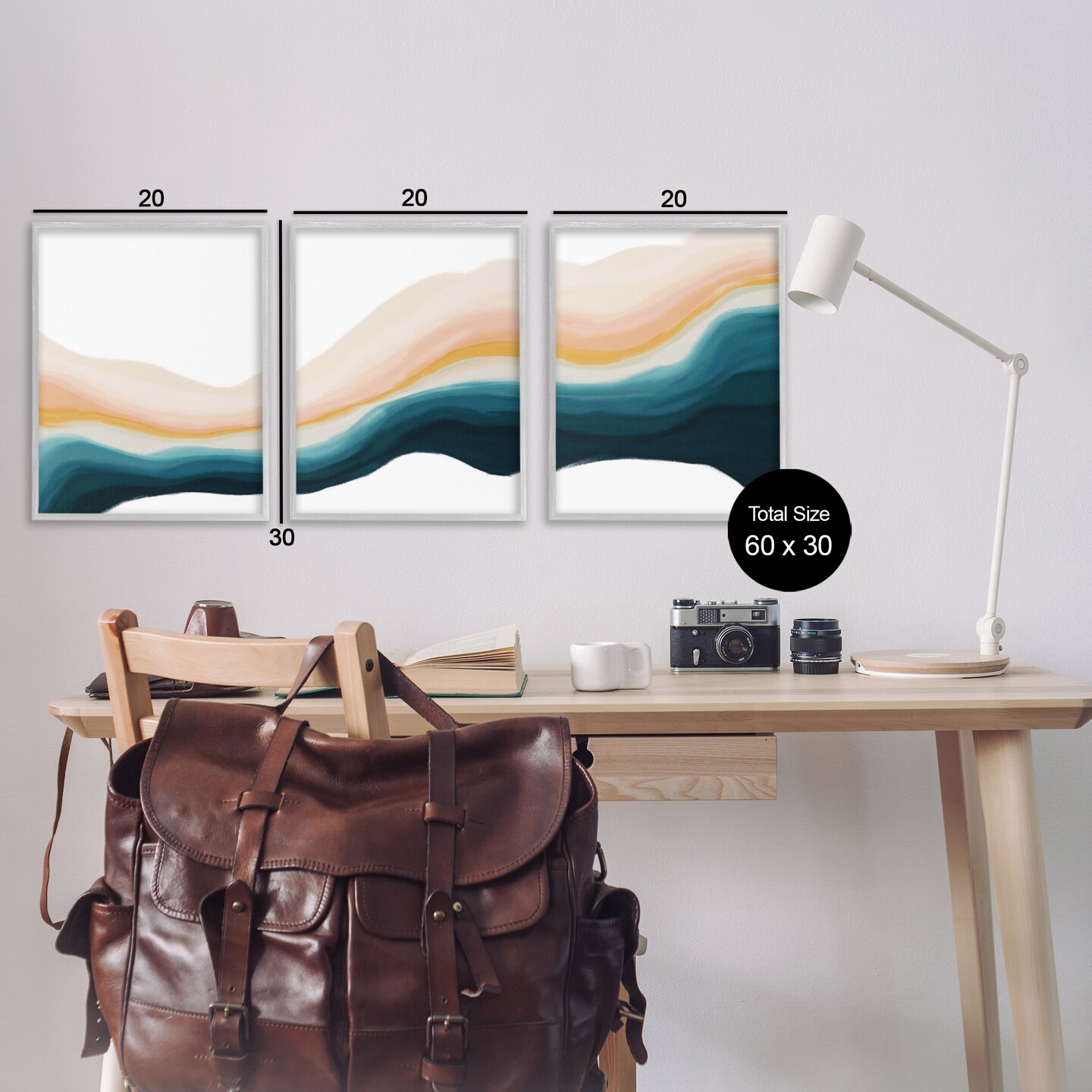 Stupell Industries Fluid Peach Swirl 3pc Framed Giclee Wall Art Set Design by JJ Design House, LLC.