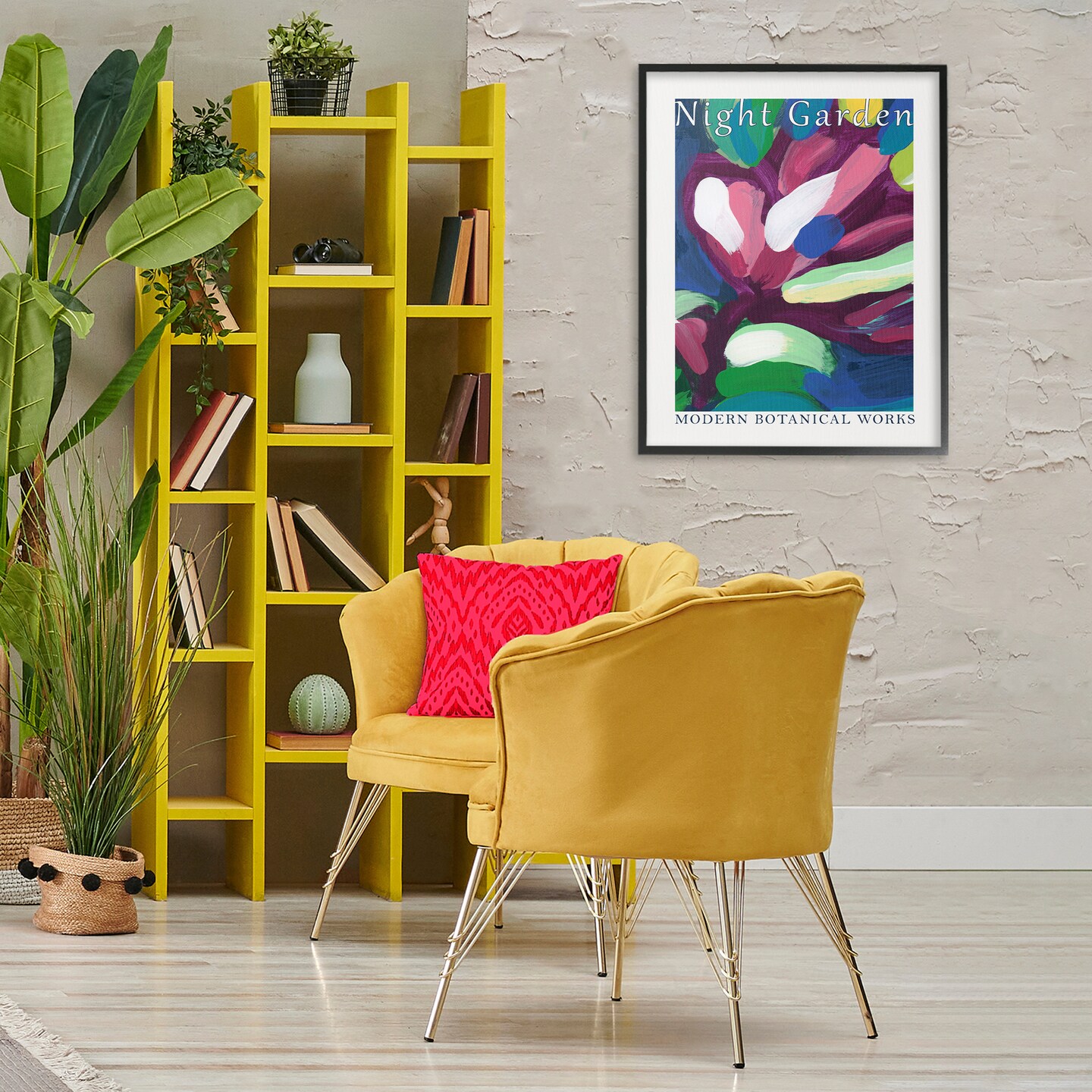 Stupell Industries Night Garden Abstract Framed Giclee Wall Art Design by June Erica Vess