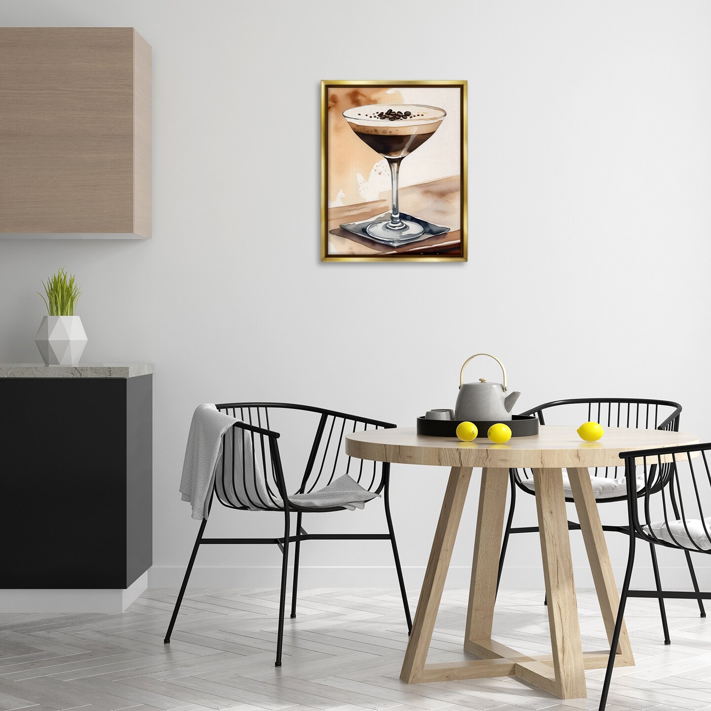 Stupell Industries Espresso Martini Watercolor Floater Framed Canvas Wall Art Design by LSR Design Studio