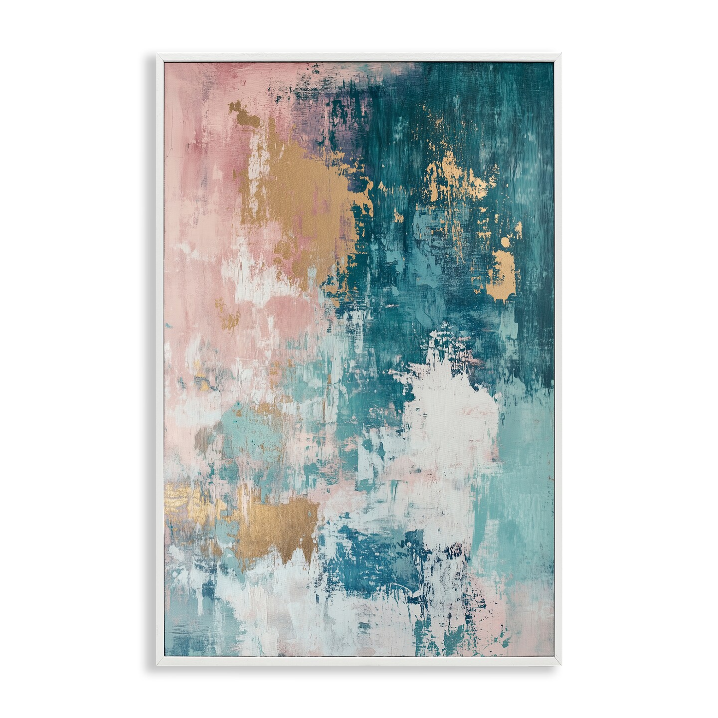 Stupell Industries Teal Green Gold Abstract Framed Giclee Wall Art Design by Gina Kelly