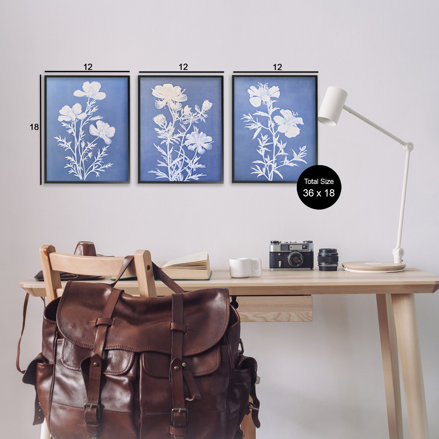 Stupell Industries Varied Cerulean Botanicals 3pc Framed Giclee Wall Art Set Design by Petal Prints Design