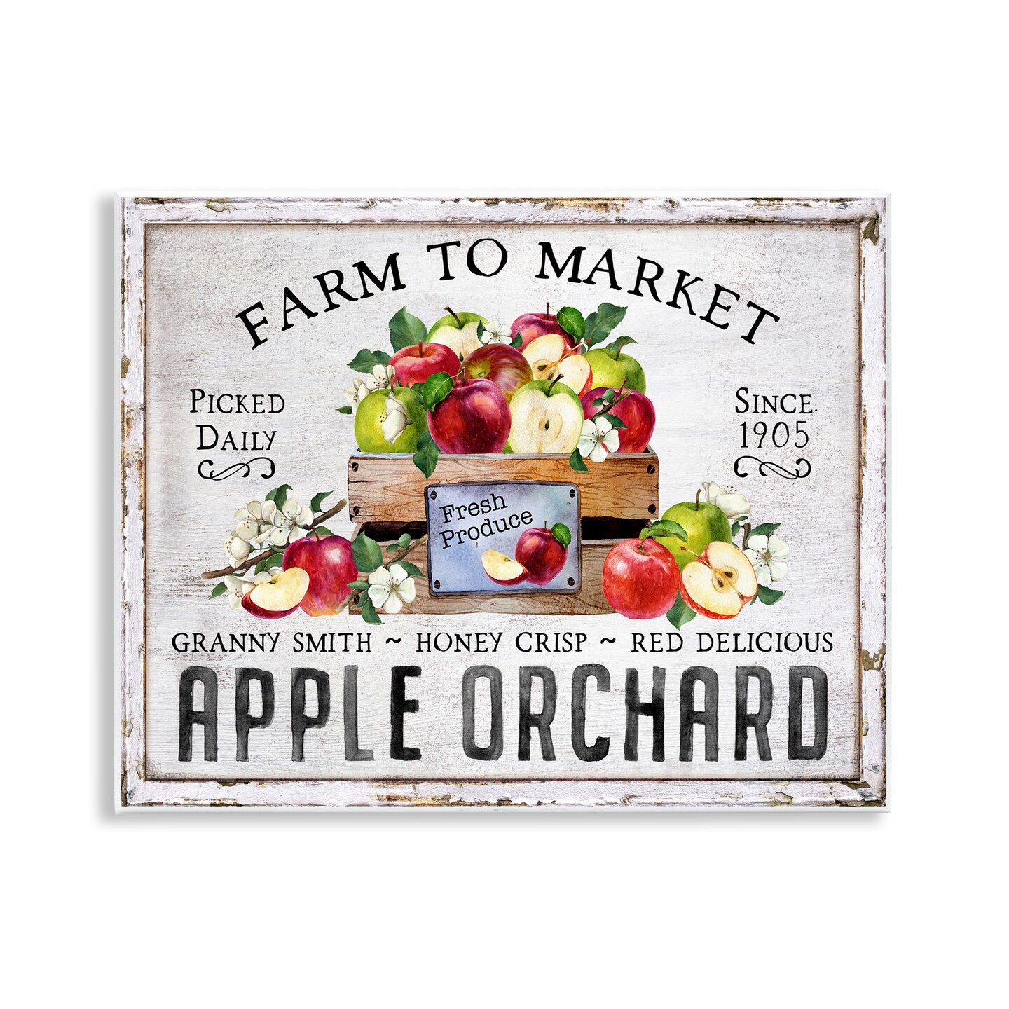 Stupell Industries Farmhouse Apple Orchard Wall Plaque Art Design by Creatif Belle