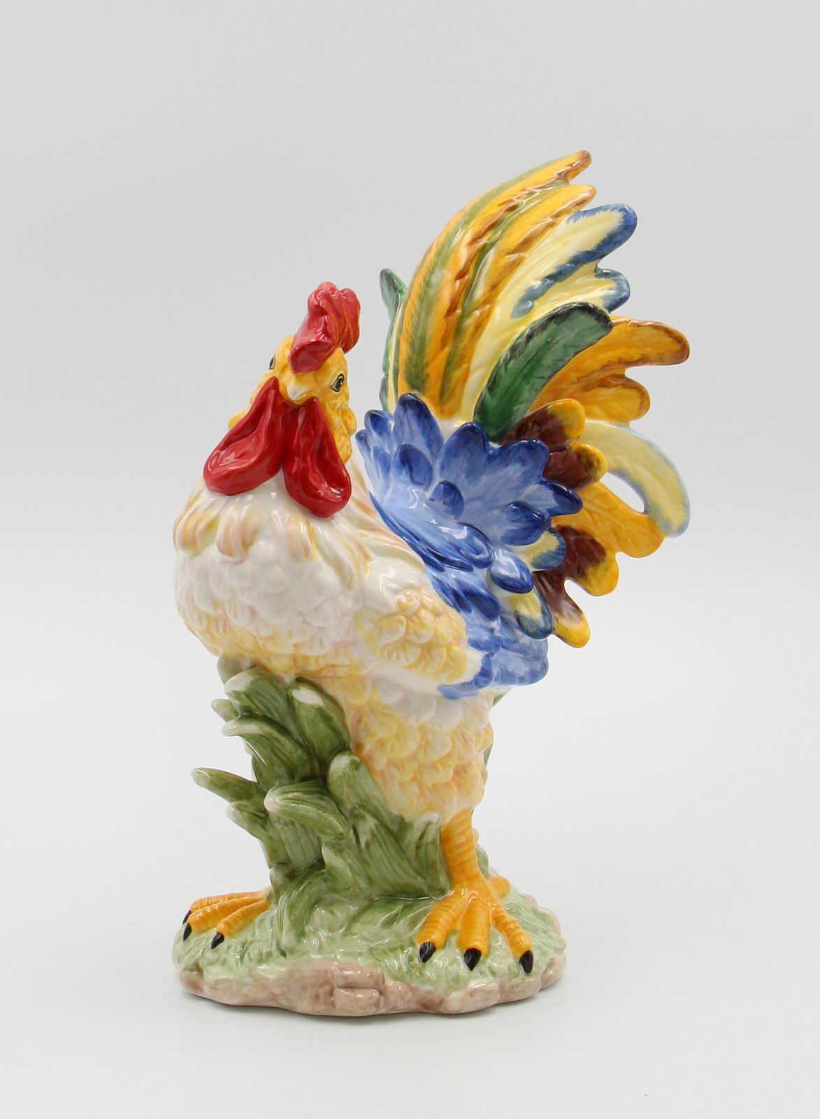 Ceramic Blue Rooster Figurine, Home D&#xE9;cor, Gift for Her, Gift for Mom, Kitchen D&#xE9;cor, Farmhouse D&#xE9;cor, Fall Decor