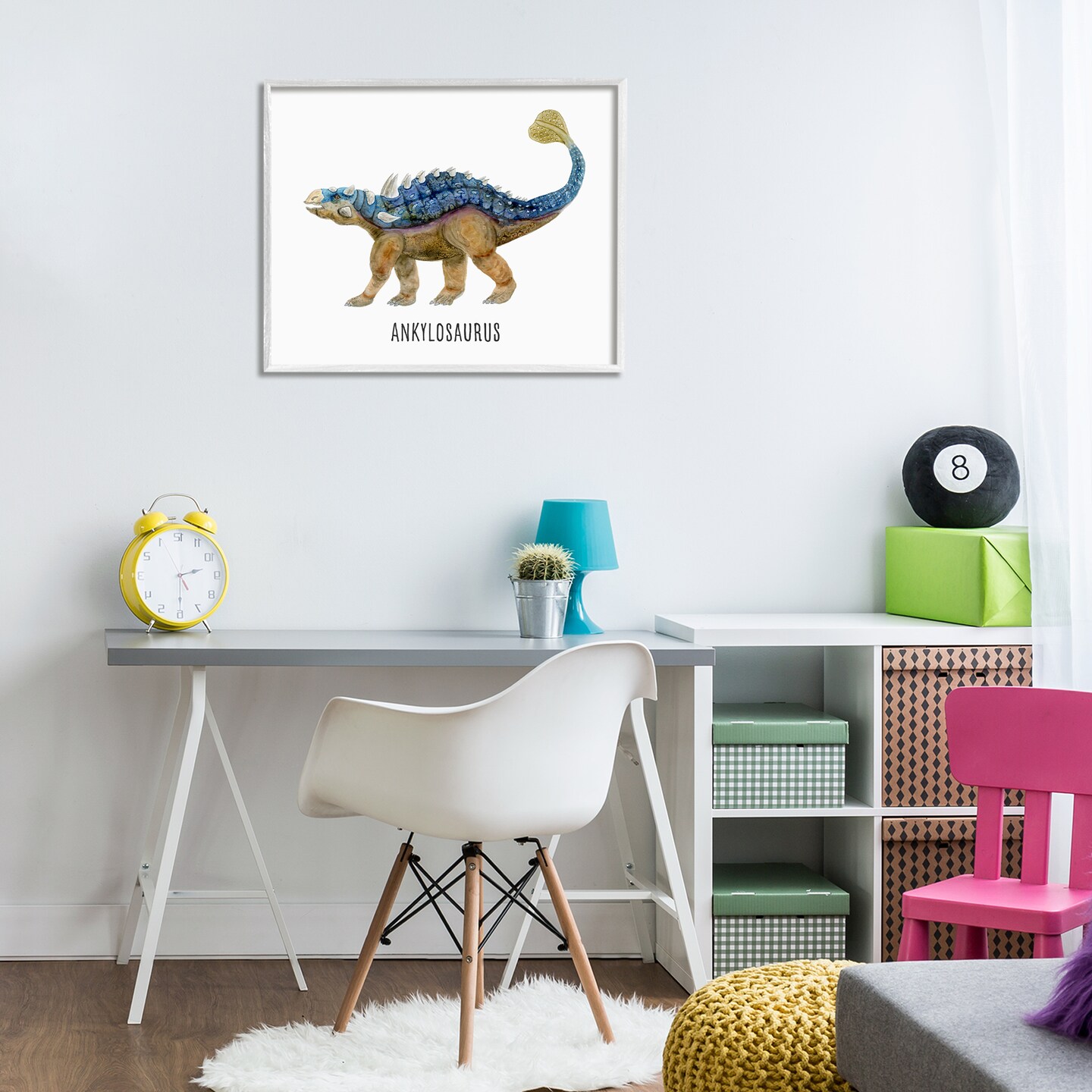 Stupell Industries Ankylosaurus Dinosaur Learning Framed Giclee Wall Art Design by Brett Blumenthal