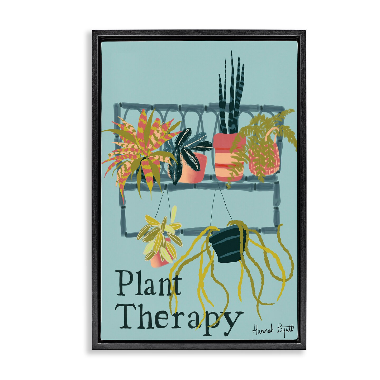Stupell Industries Plant Therapy Shelf Floater Framed Canvas Wall Art Design by Hannah Byatt