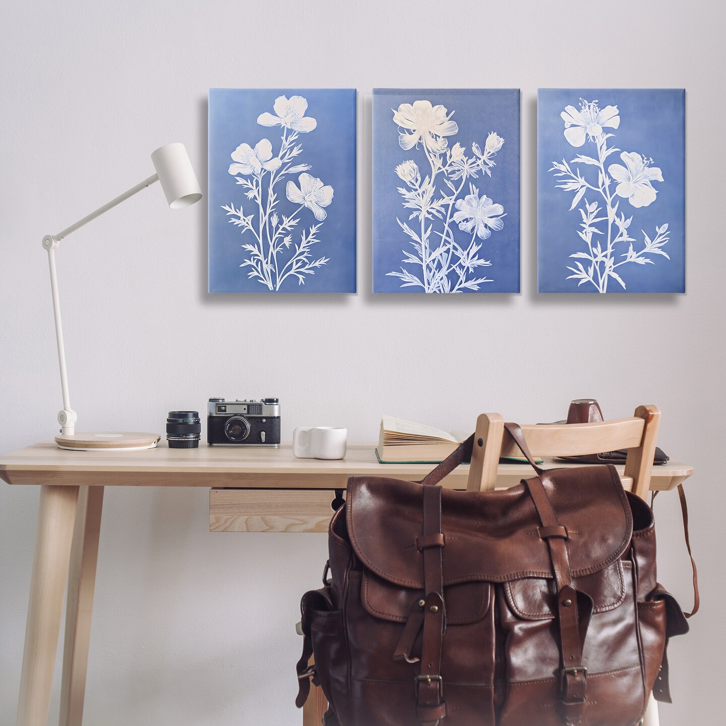 Stupell Industries Varied Cerulean Botanicals 3pc Canvas Wall Art Set Design by Petal Prints Design