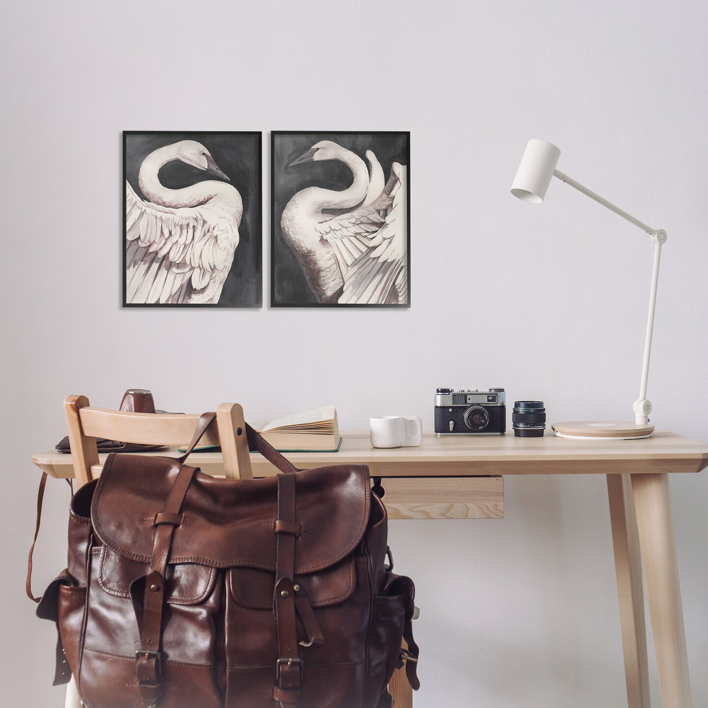 Stupell Industries Swans Taking Flight 2pc Framed Giclee Wall Art Set Design by Grace Popp