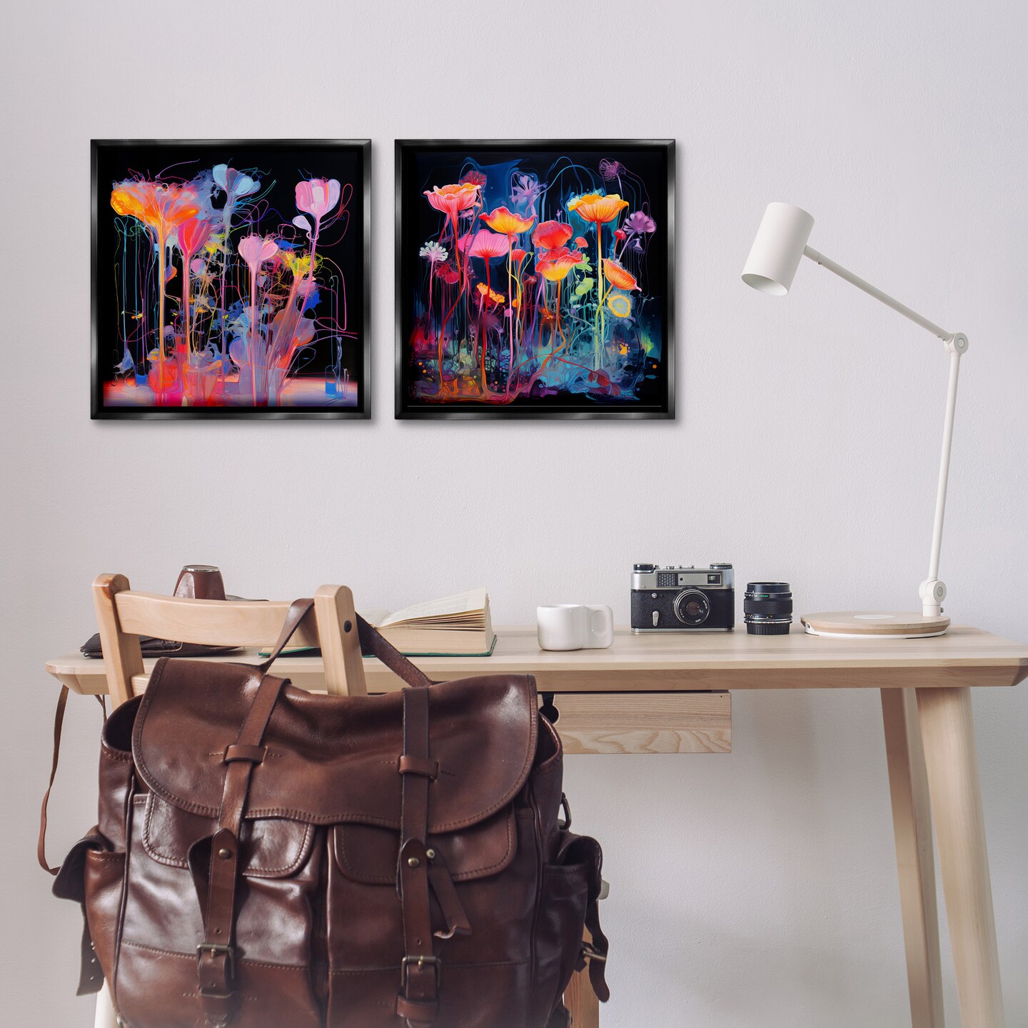 Stupell Industries Contrasting Otherworldly Blossoms 2pc Floater Framed Canvas Wall Art Set Design by Nuk Nalandro