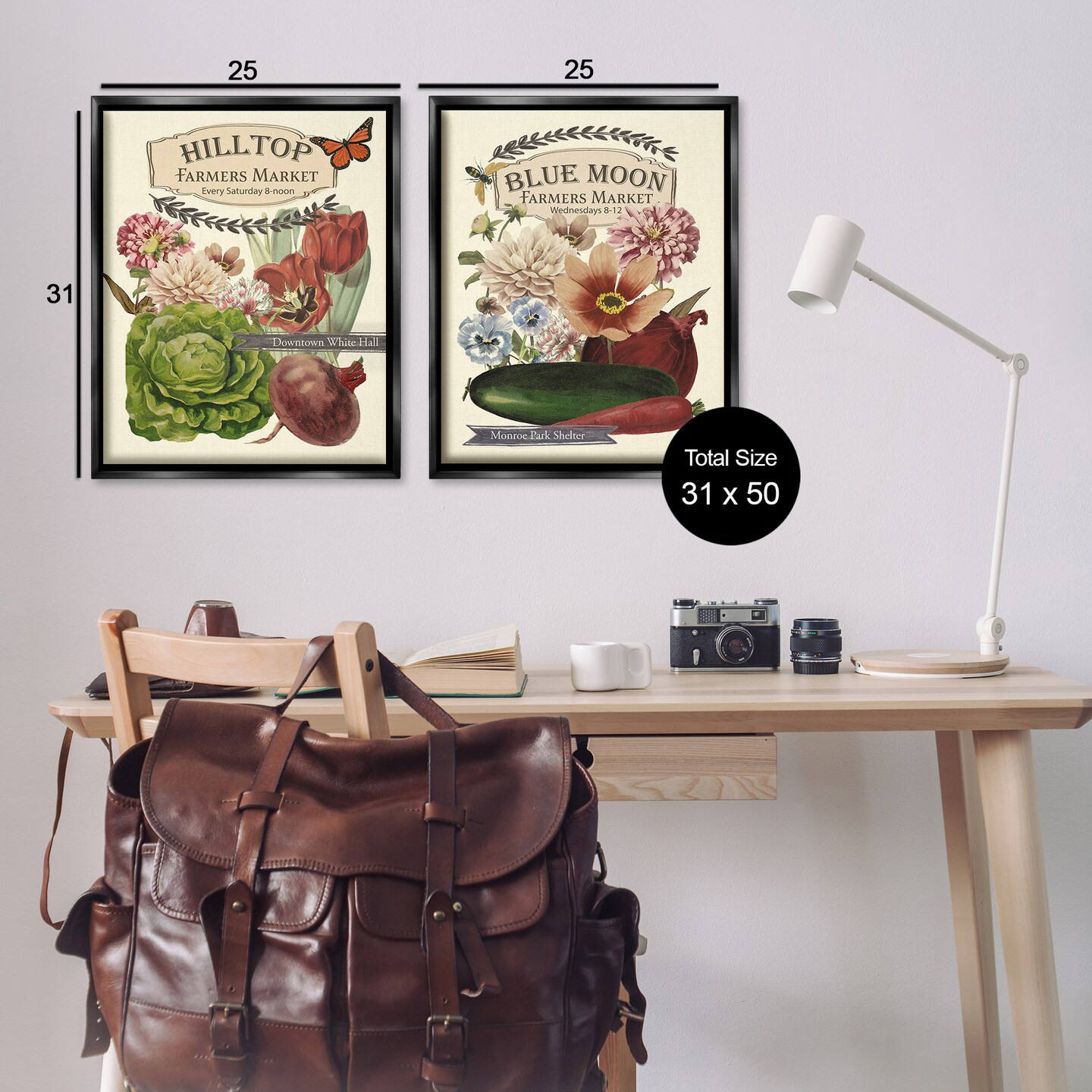 Stupell Industries Vintage Farmers Markets 2pc Floater Framed Canvas Wall Art Set Design by Vision Studio
