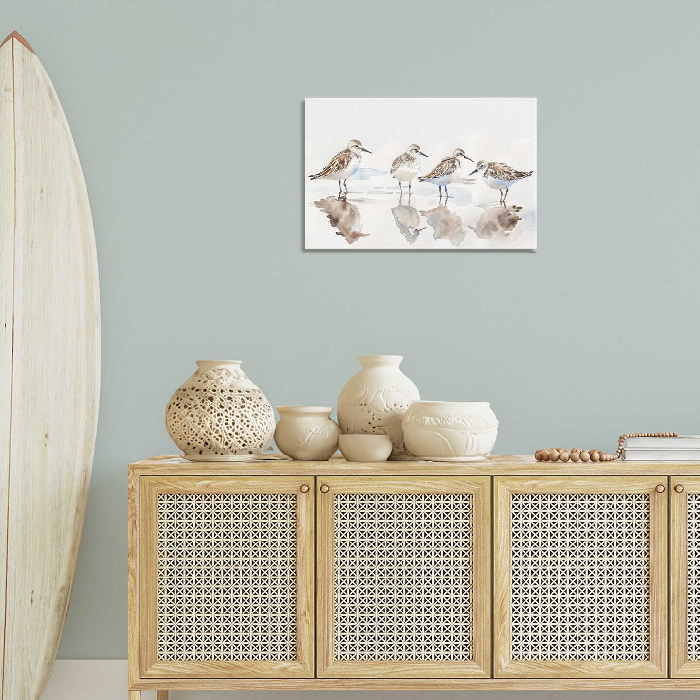 Stupell Industries Sandpipers Shore Reflection Canvas Wall Art Design by Petal Prints Design
