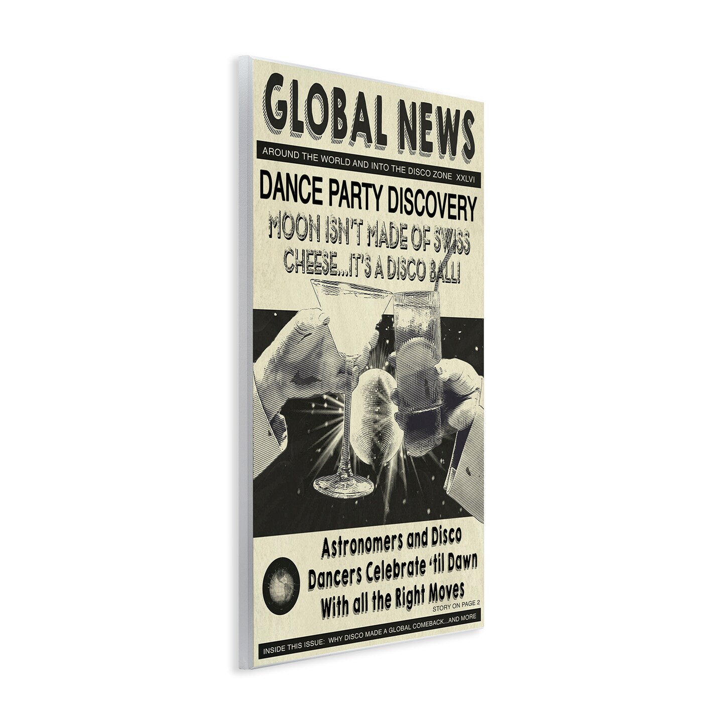 Stupell Industries Vintage Disco News Article Wall Plaque Art Design by Graffi*tee Studios