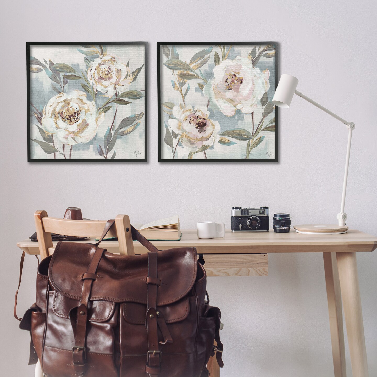 Stupell Industries Country Antique Blossoms 2pc Framed Giclee Wall Art Set Design by Nina Blue