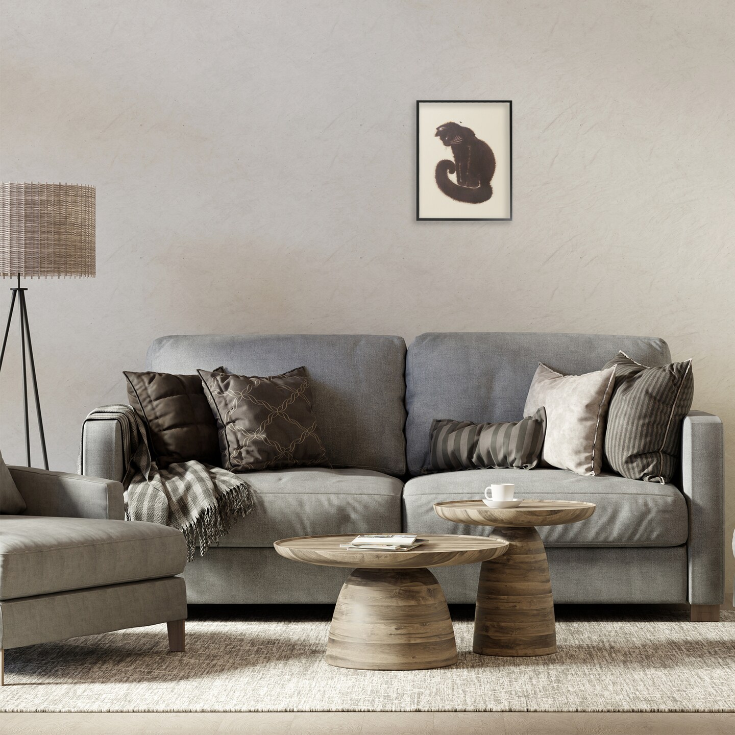 Stupell Industries Sitting Cat Curved Tail Framed Giclee Wall Art Design by Grace Popp