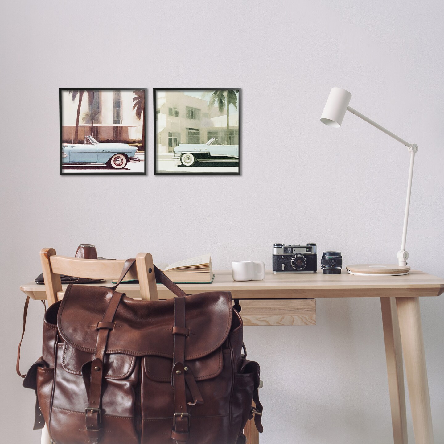 Stupell Industries Miami Cars in Summer 2pc Framed Giclee Wall Art Set Design by Noah Bay