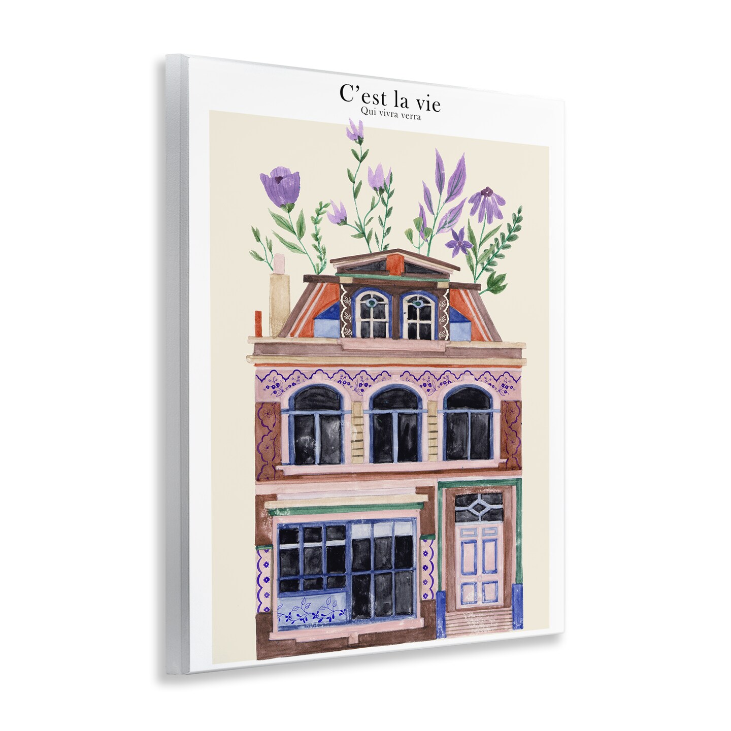 Stupell Industries Town Architecture with Blooms Wall Plaque Art Design by Melissa Wang 