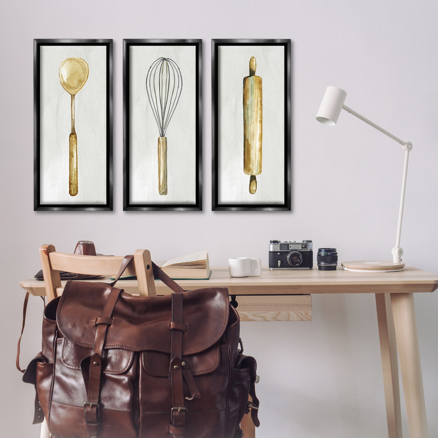 Stupell Industries Traditional Kitchen Utensils 3pc Floater Framed Canvas Wall Art Set Design by Nan