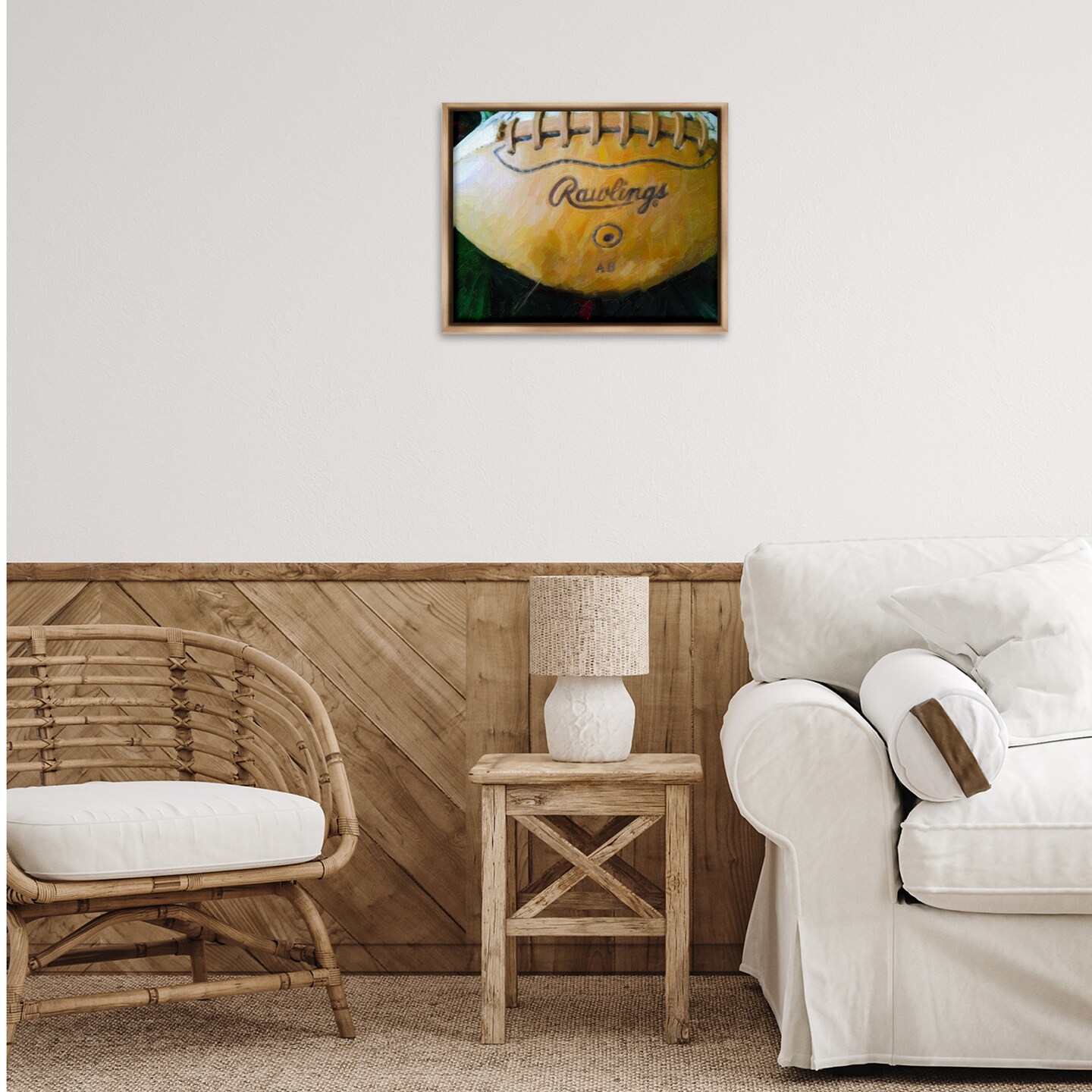 Stupell Industries Painterly Team Football Floater Framed Canvas Wall Art Design by Graffi*tee Studios