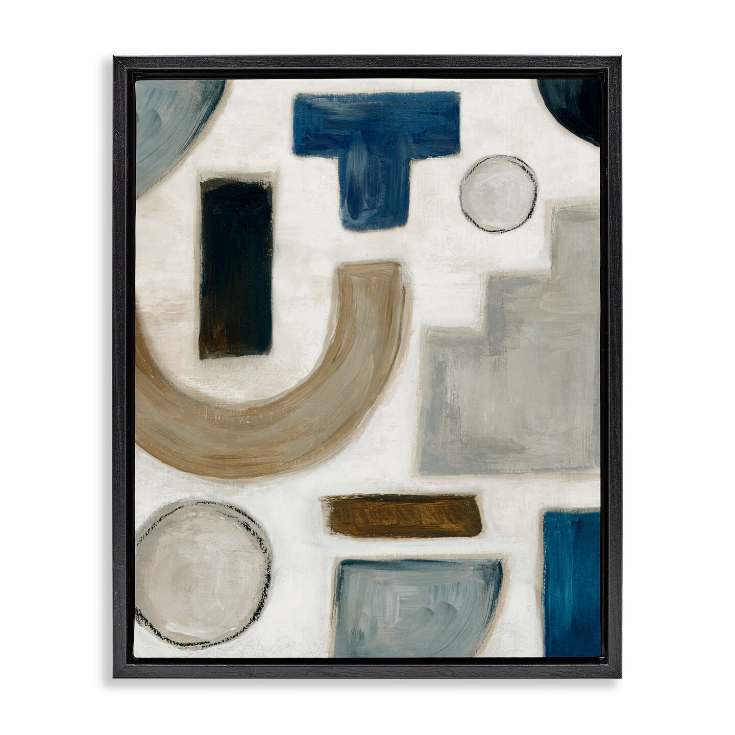 Stupell Industries Natural Tone Shapes Floater Framed Canvas Wall Art Design by Emma Peal
