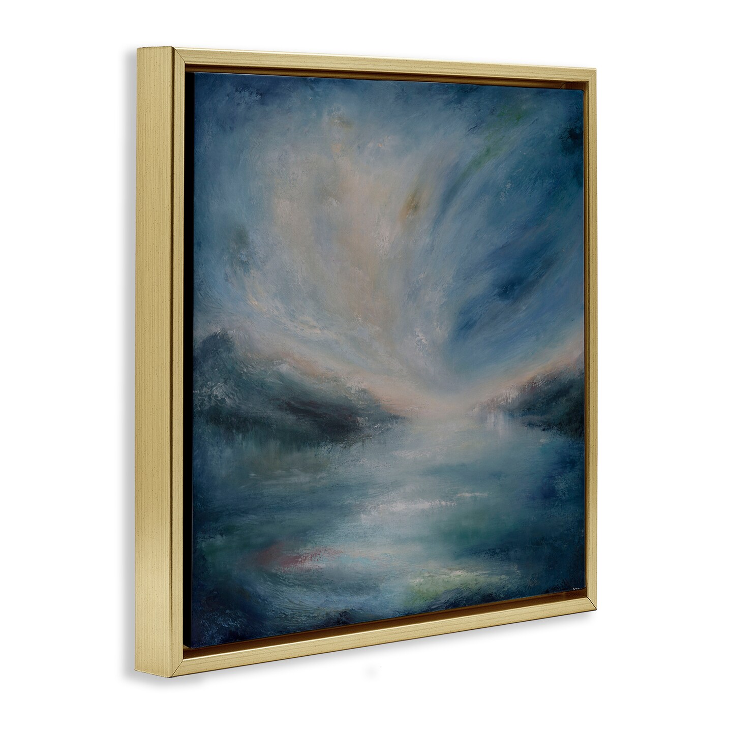 Stupell Industries Blue Hour Abstract Landscape Floater Framed Canvas Wall Art Design by Lydia Orange