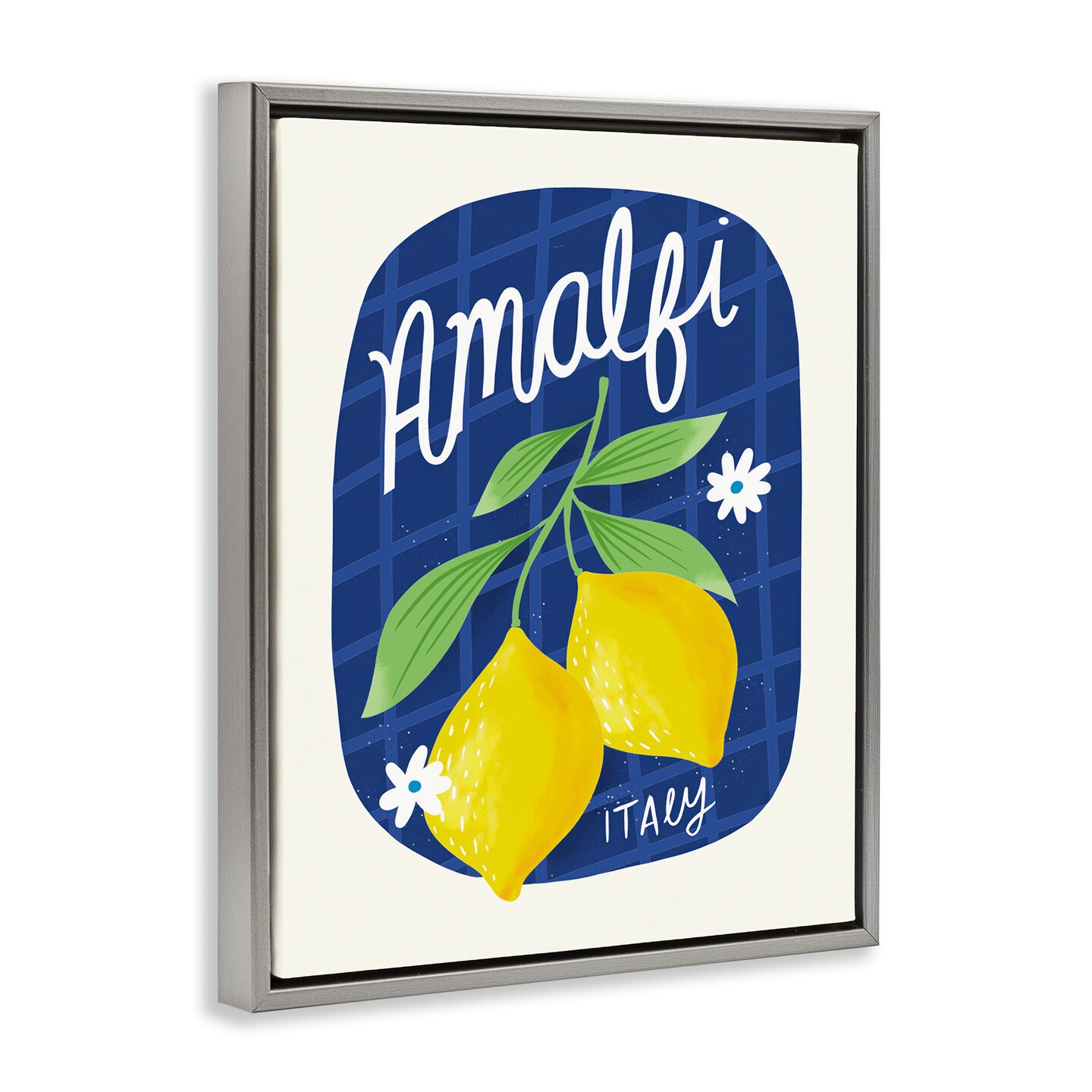 Stupell Industries Amalfi Lemons on Blue Floater Framed Canvas Wall Art Design by Louise Allen Designs
