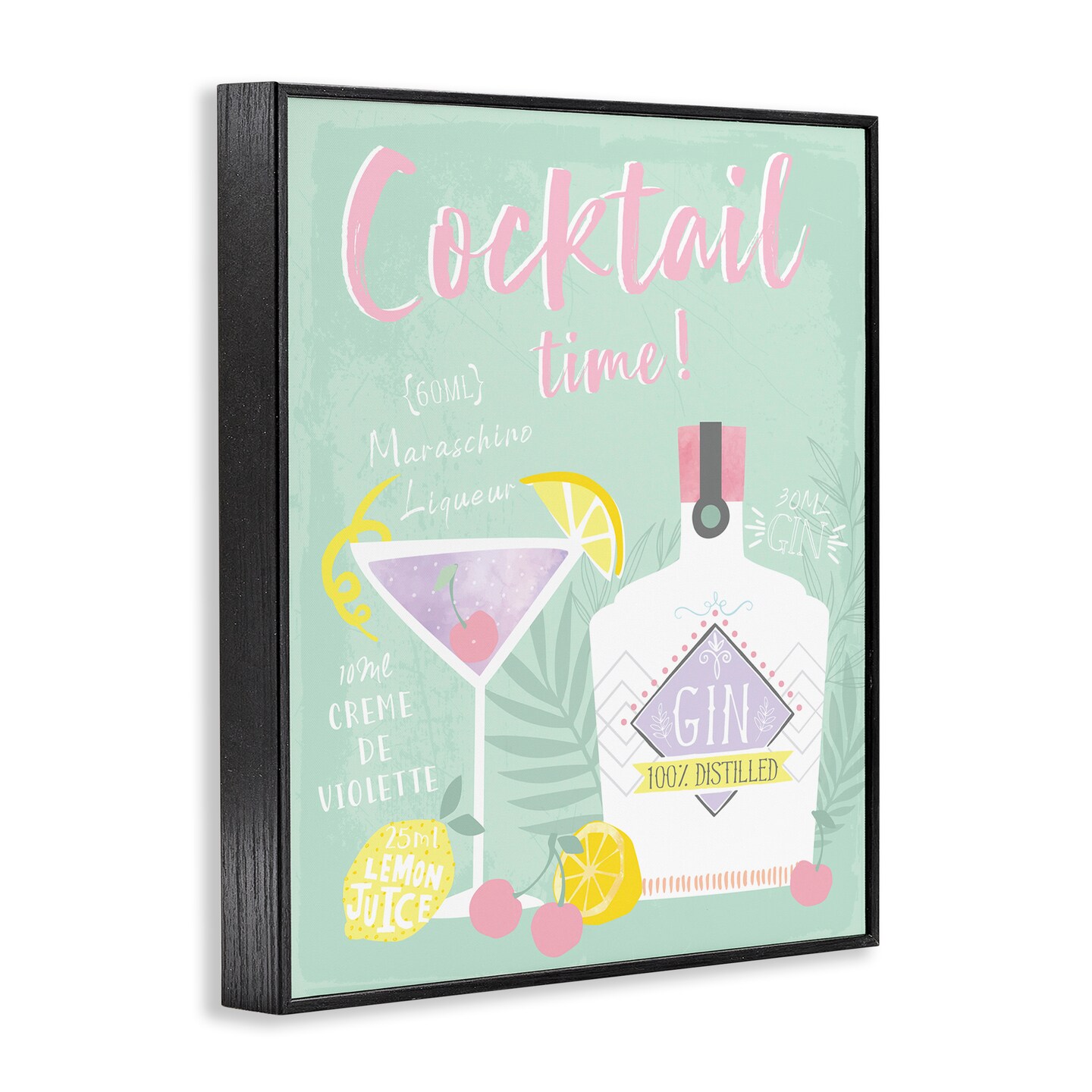 Stupell Industries Cocktail Time with Recipe Framed Giclee Wall Art Design by Angela Nickeas