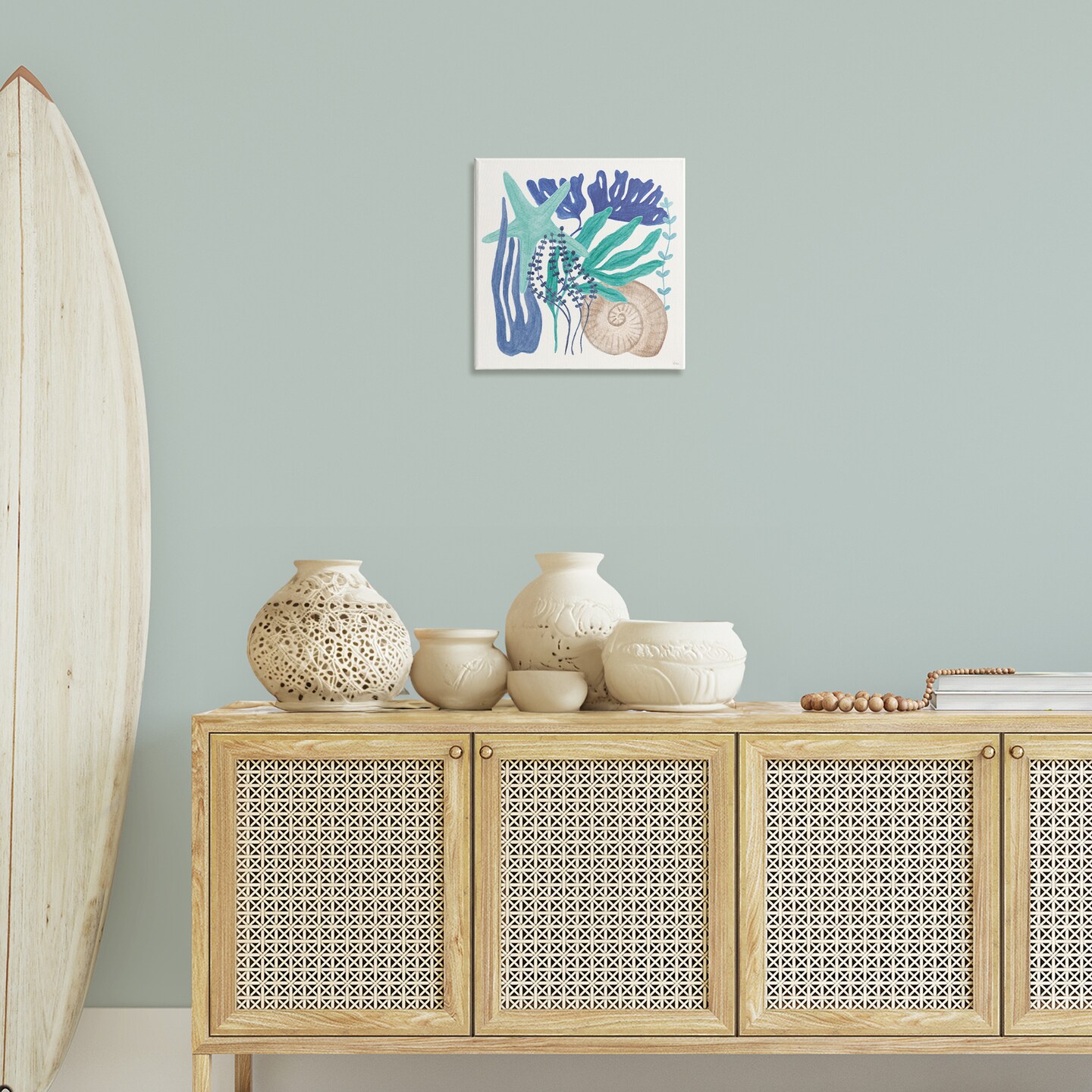 Stupell Industries Layered Coastal Shells Canvas Wall Art Design by Veronique Charron