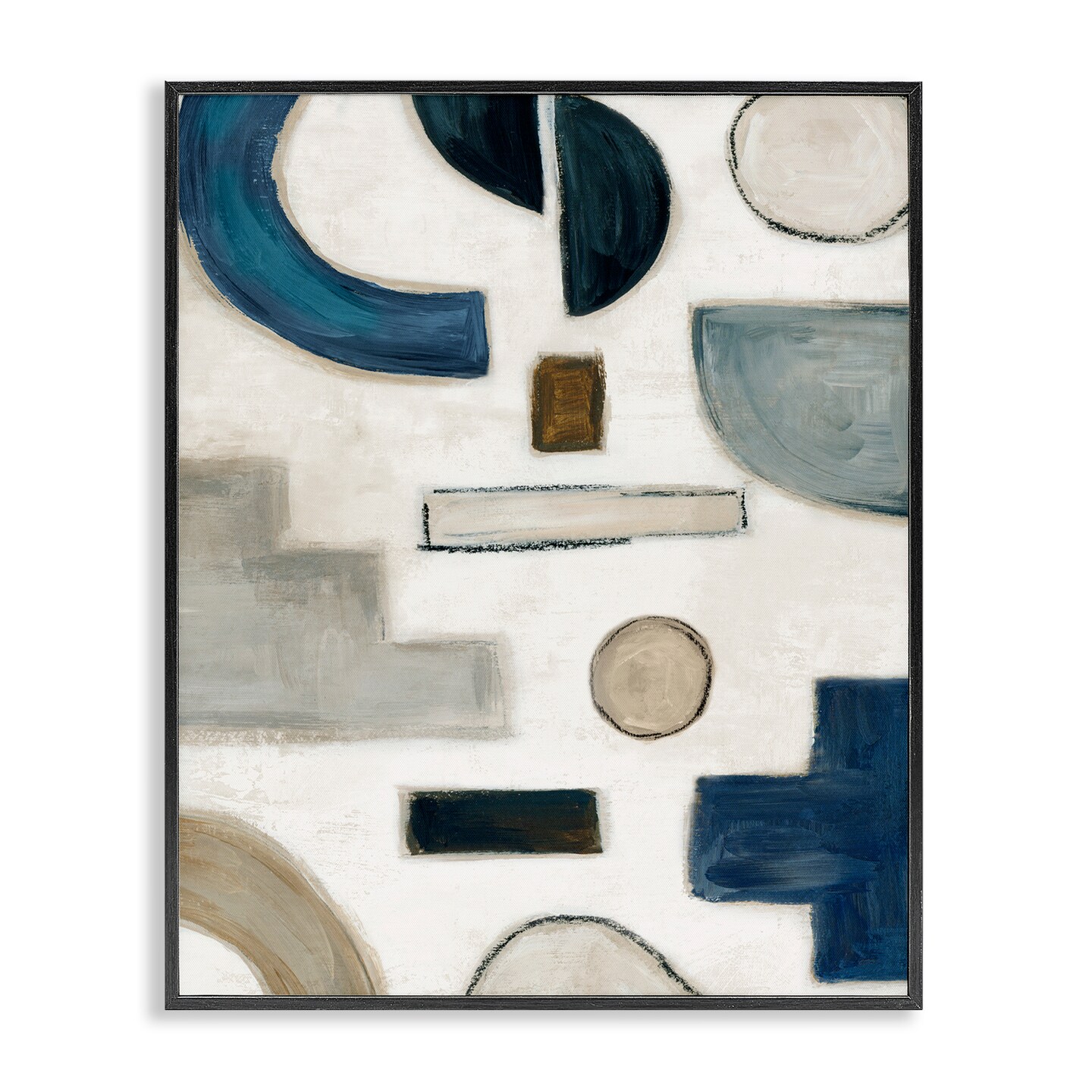 Stupell Industries Neutral Shapes Blue & Beige Framed Giclee Wall Art Design by Emma Peal