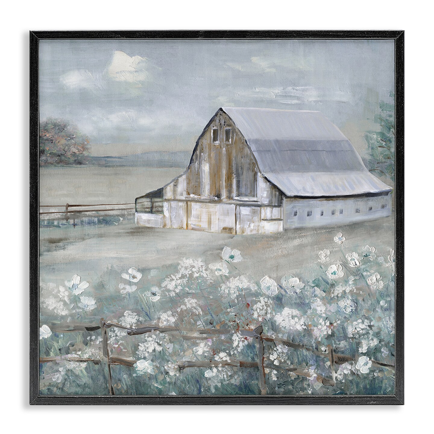 Stupell Industries Blooming Farmhouse Meadow Framed Giclee Wall Art Design by Sally Swatland