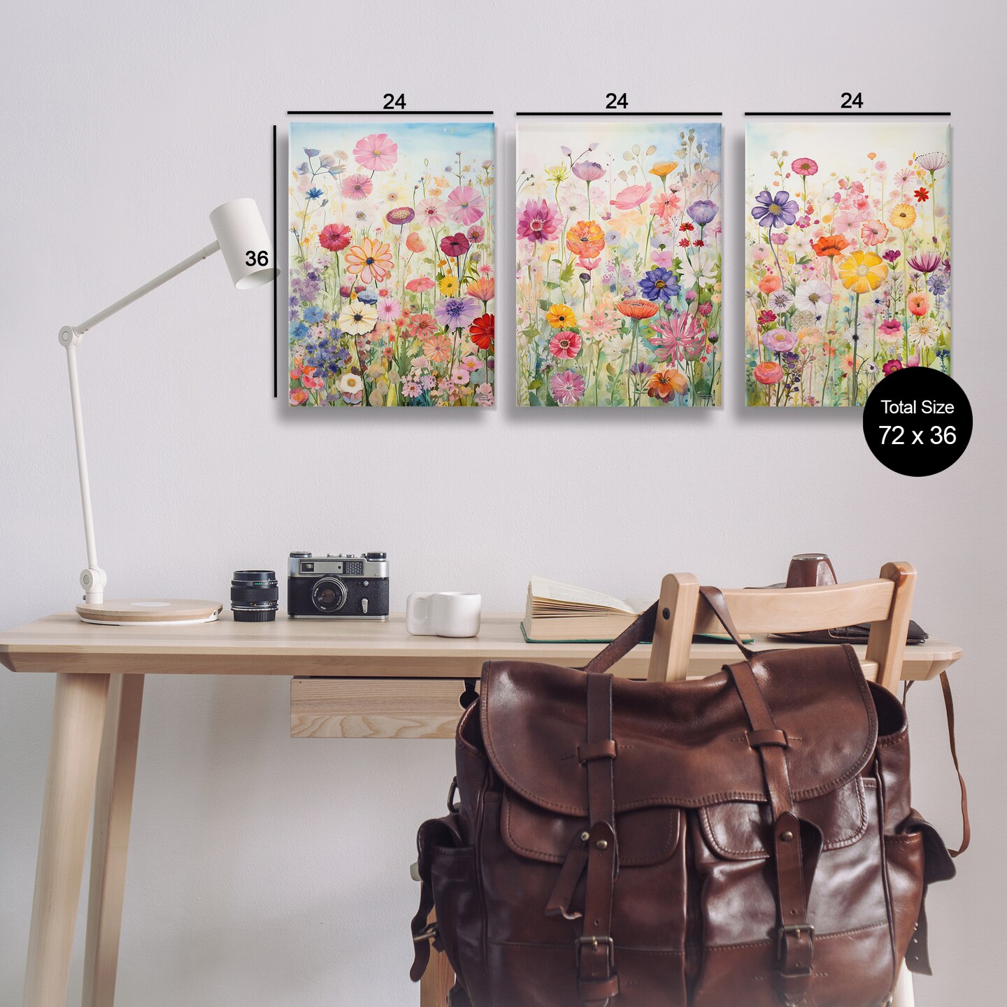 Stupell Industries Bold Flower Meadow Horizon 3pc Canvas Wall Art Set Design by RB