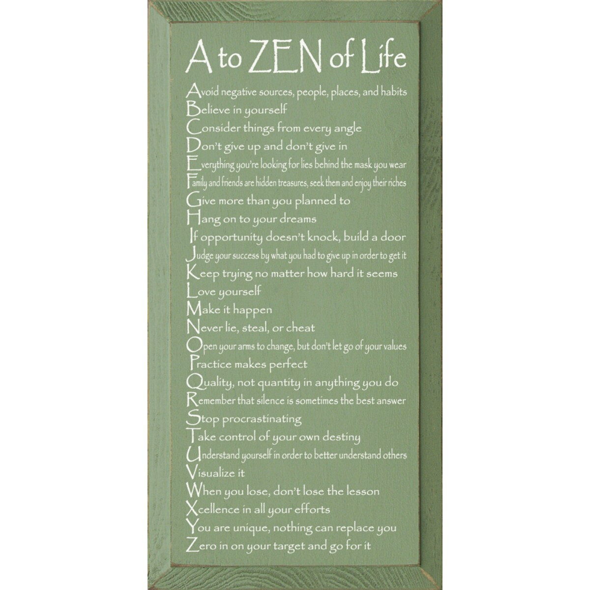 Rustic Knotty Pine Wall Art - A to ZEN Life Quote - Wall Decor
