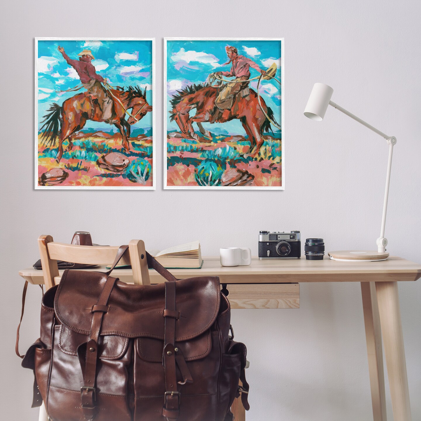 Stupell Industries Rustic Cowboys in Desert 2pc Framed Giclee Wall Art Set Design by Melissa Wang