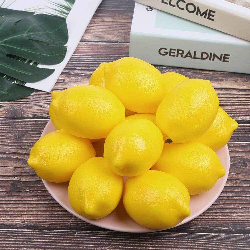 30PCS Artificial Yellow Lemons – Realistic Fake Fruit for Kitchen, Table Decor, Centerpieces, and Photography Props