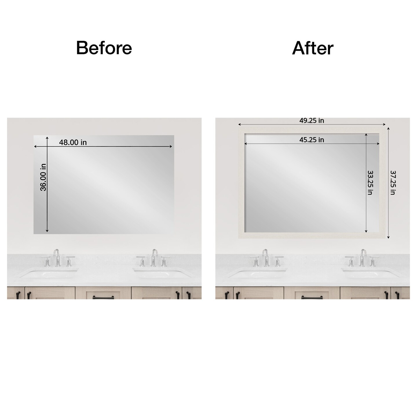 Amanti Art Mirror Makeover Bathroom Mirror Frame Border Kit - Fully Assembled Peel and Stick Frame - Mirror NOT Included - Rustic Plank Narrow Trim