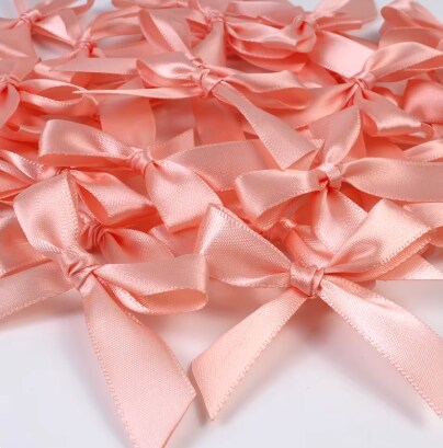 12 Ct Peach Bows Satin Ribbon