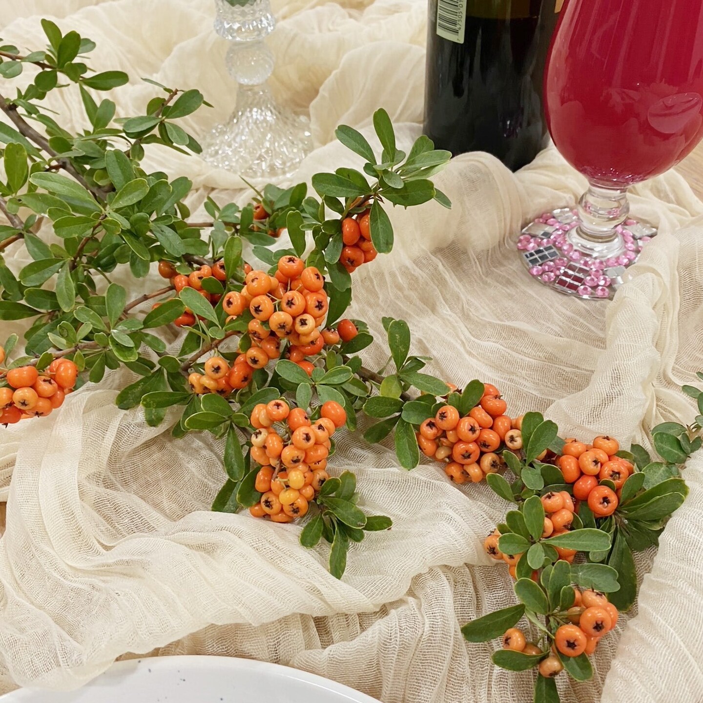 Wrapables 10Ft Bohemian Cheesecloth Gauze Table Runner for Rustic Weddings, Parties, Home Decor, Beige
