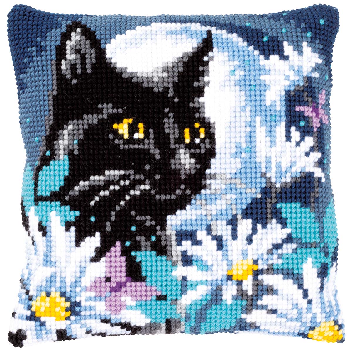 Vervaco  Cat in the Night Pillow Cover Needlepoint Kit