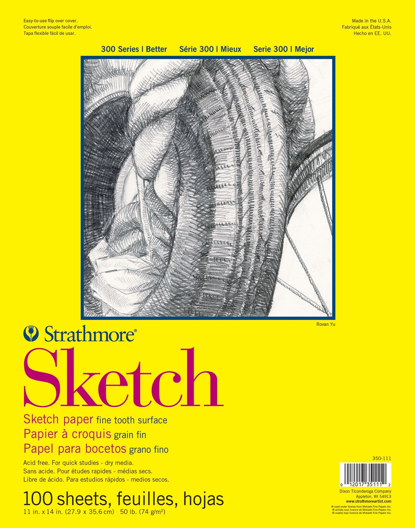 Strathmore 300 Series Sketch Pad 11"X14"-100 Sheets, Glue Bound